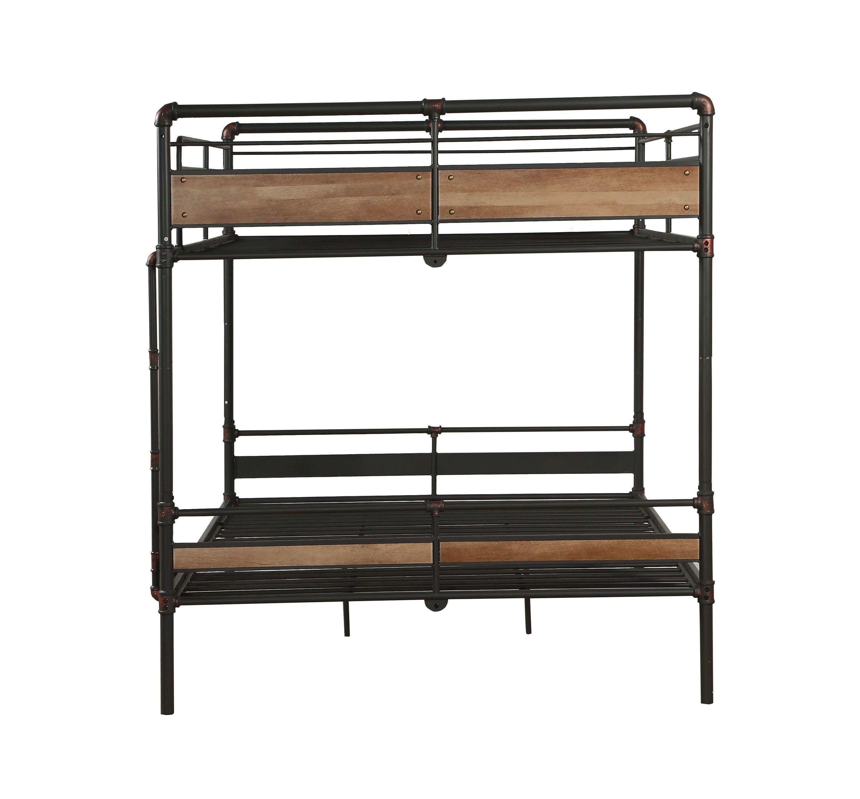 ACME Brantley ll Queen over Queen Hand-brushed Bunk Bed - Sandy Black and Dark Bronze