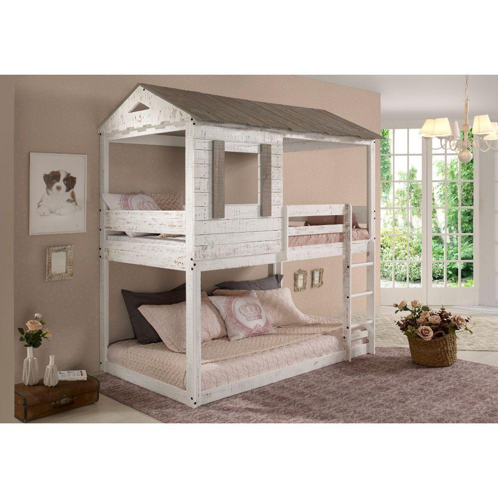 ACME Darlene Twin over Twin House Shaped Bunk Bed - Rustic White image