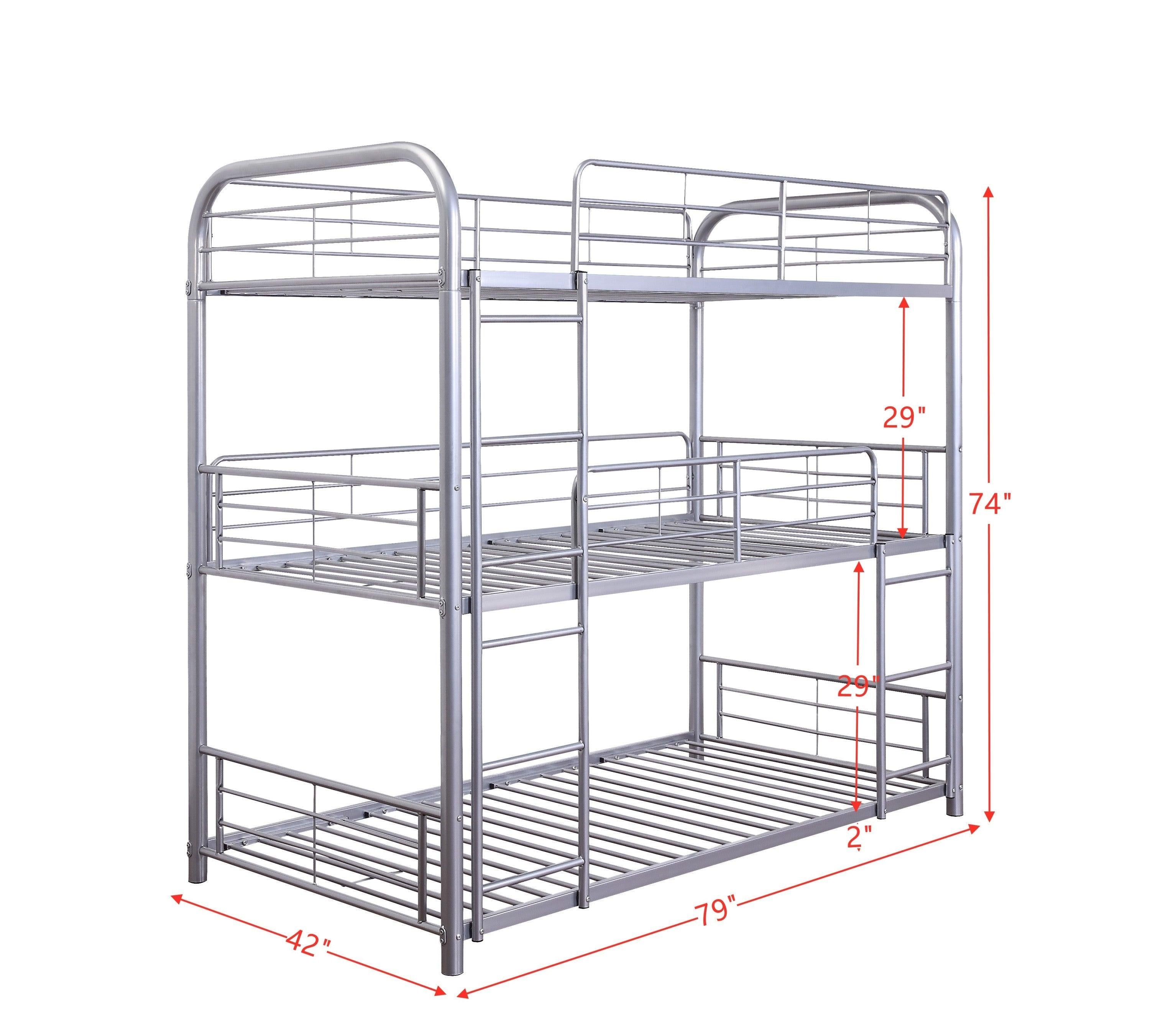 ACME Cairo Triple Twin Metal Bunk Bed - Silver