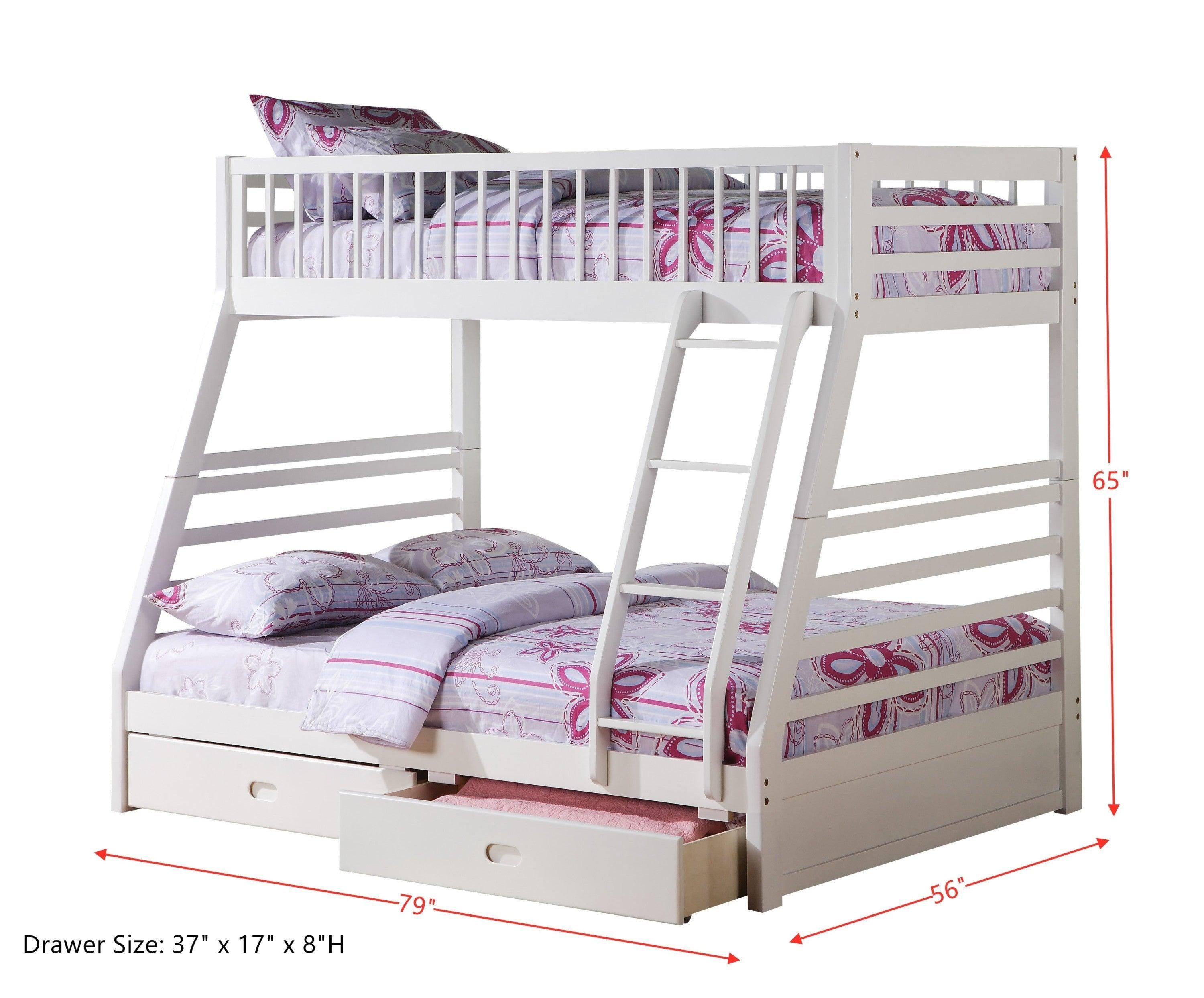 ACME Jason Twin over Full Bunk Bed with Drawers - Gray