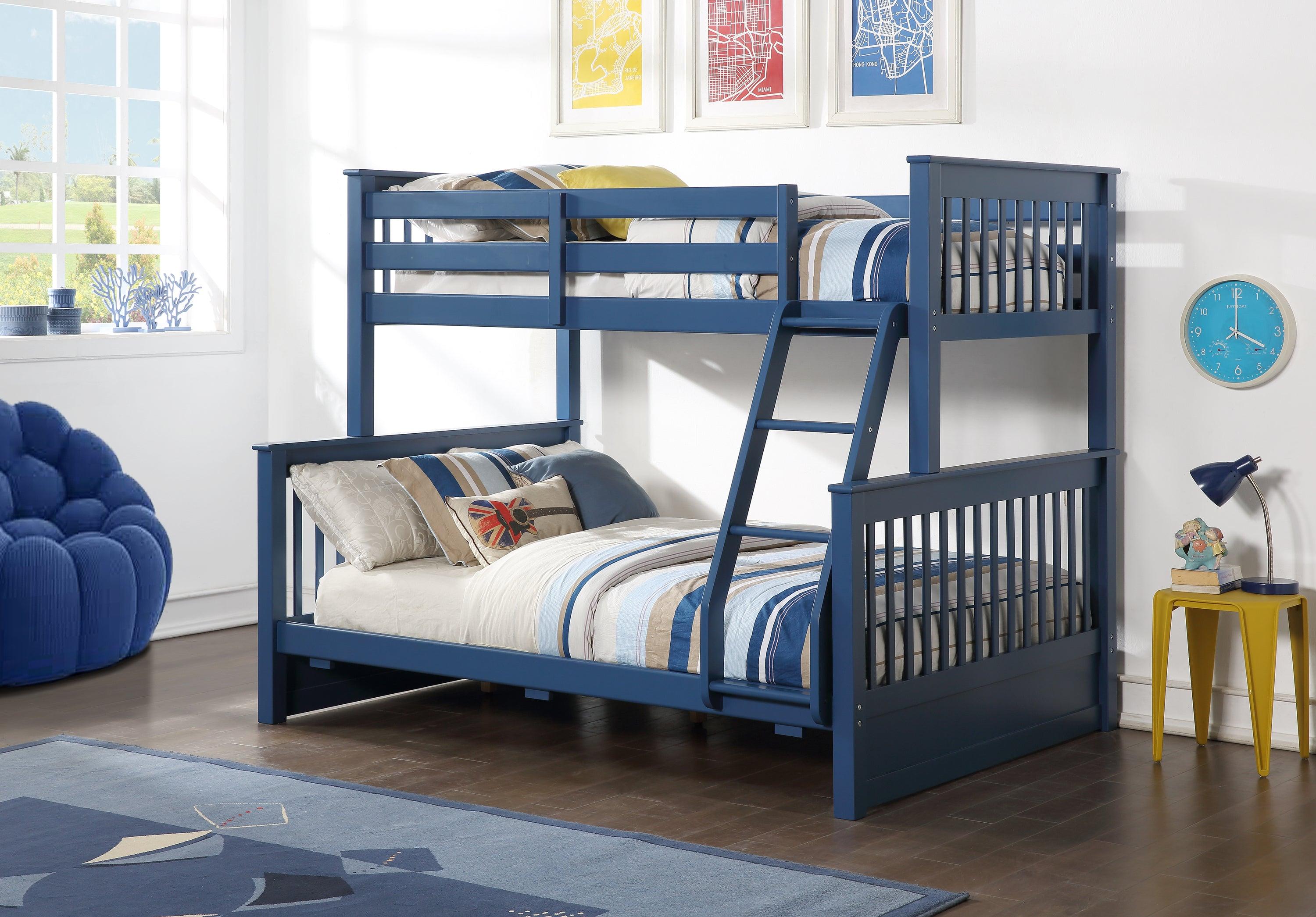 ACME Harley II Twin over Full Bunk Bed  withStorage Drawers- Navy Blue