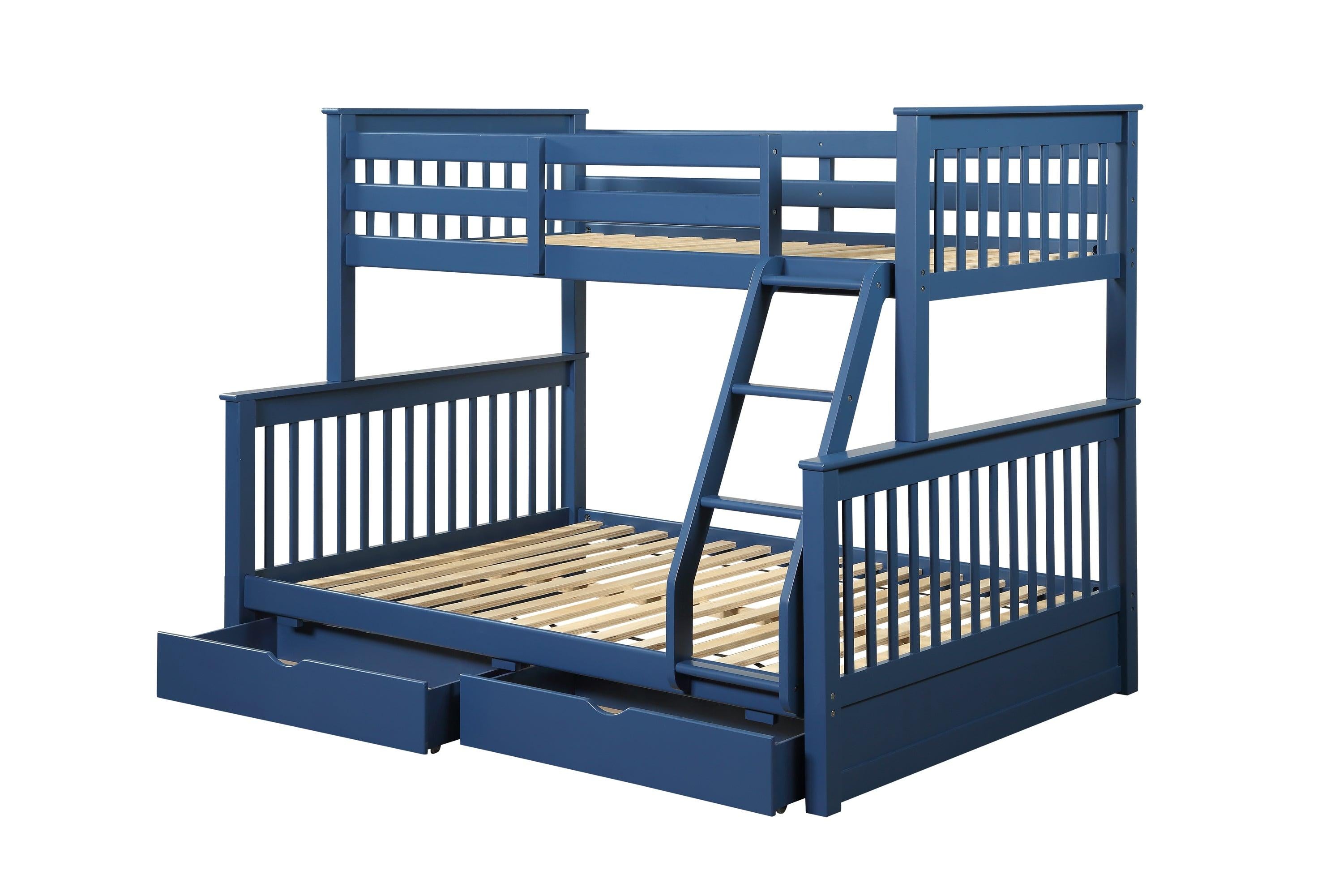 ACME Harley II Twin over Full Bunk Bed  withStorage Drawers- Navy Blue