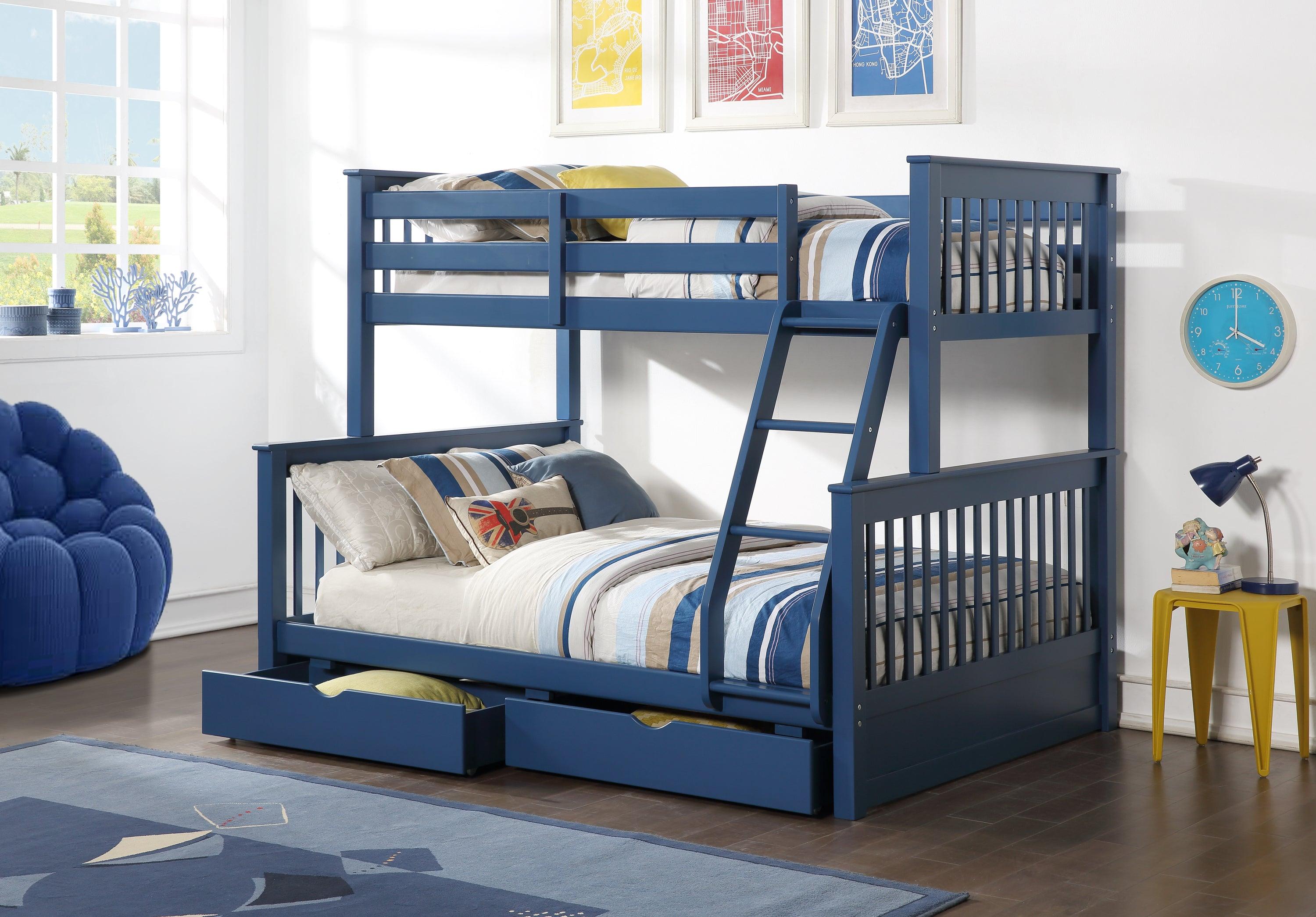 ACME Harley II Twin over Full Bunk Bed  withStorage Drawers- Navy Blue image