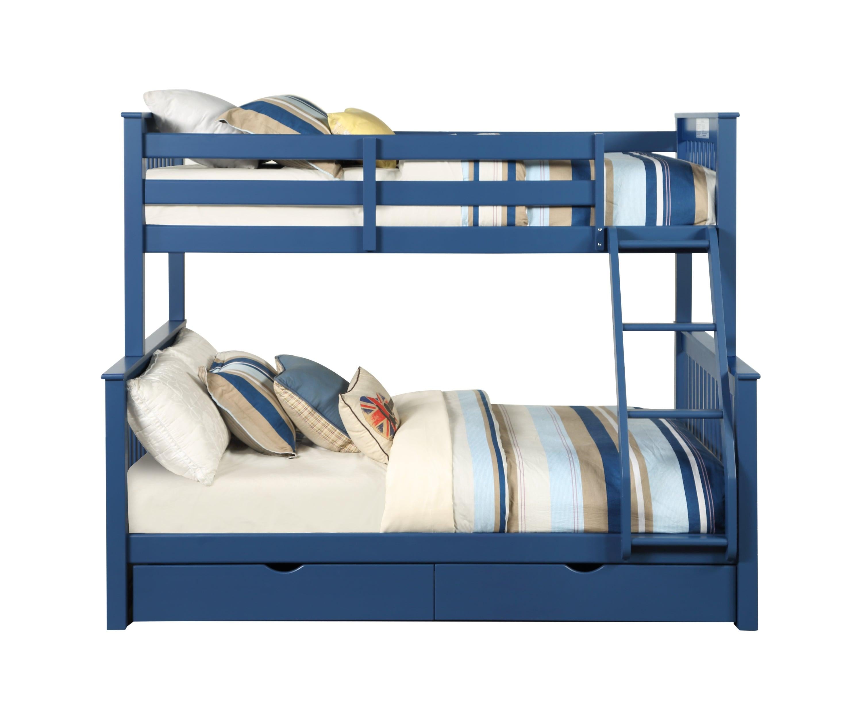 ACME Harley II Twin over Full Bunk Bed  withStorage Drawers- Navy Blue