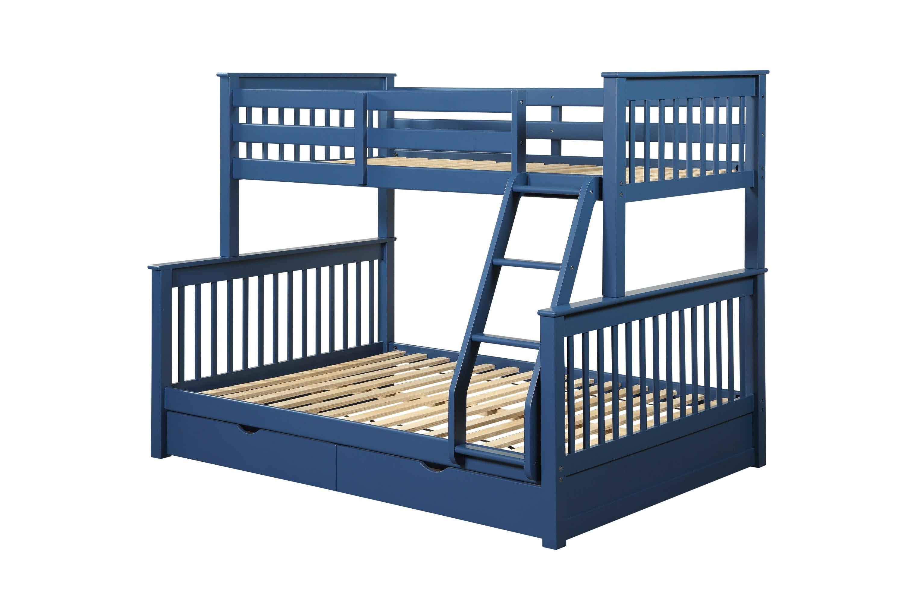 ACME Harley II Twin over Full Bunk Bed  withStorage Drawers- Navy Blue