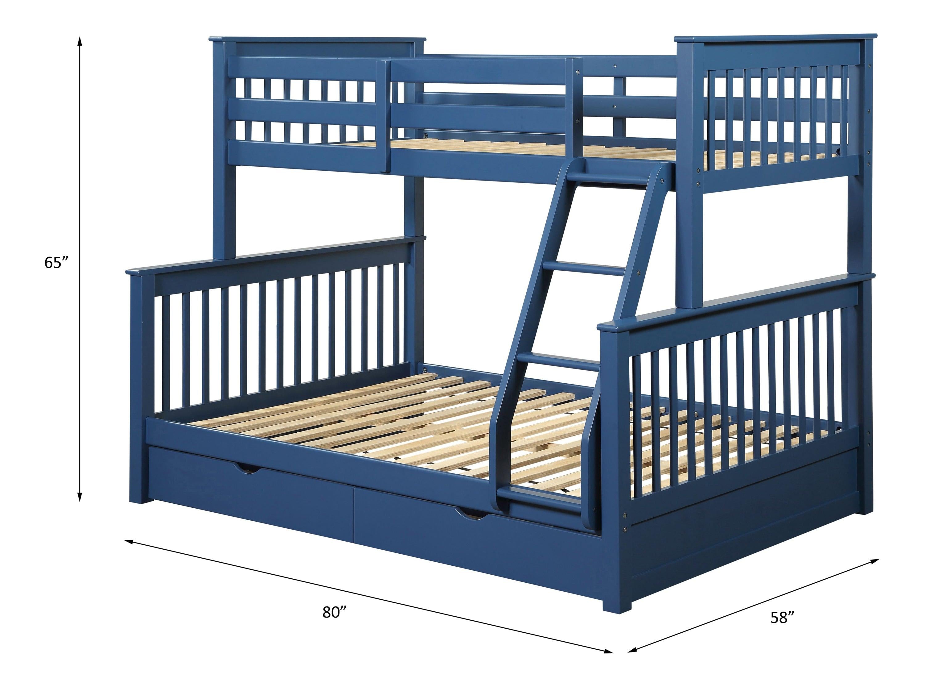 ACME Harley II Twin over Full Bunk Bed  withStorage Drawers- Navy Blue