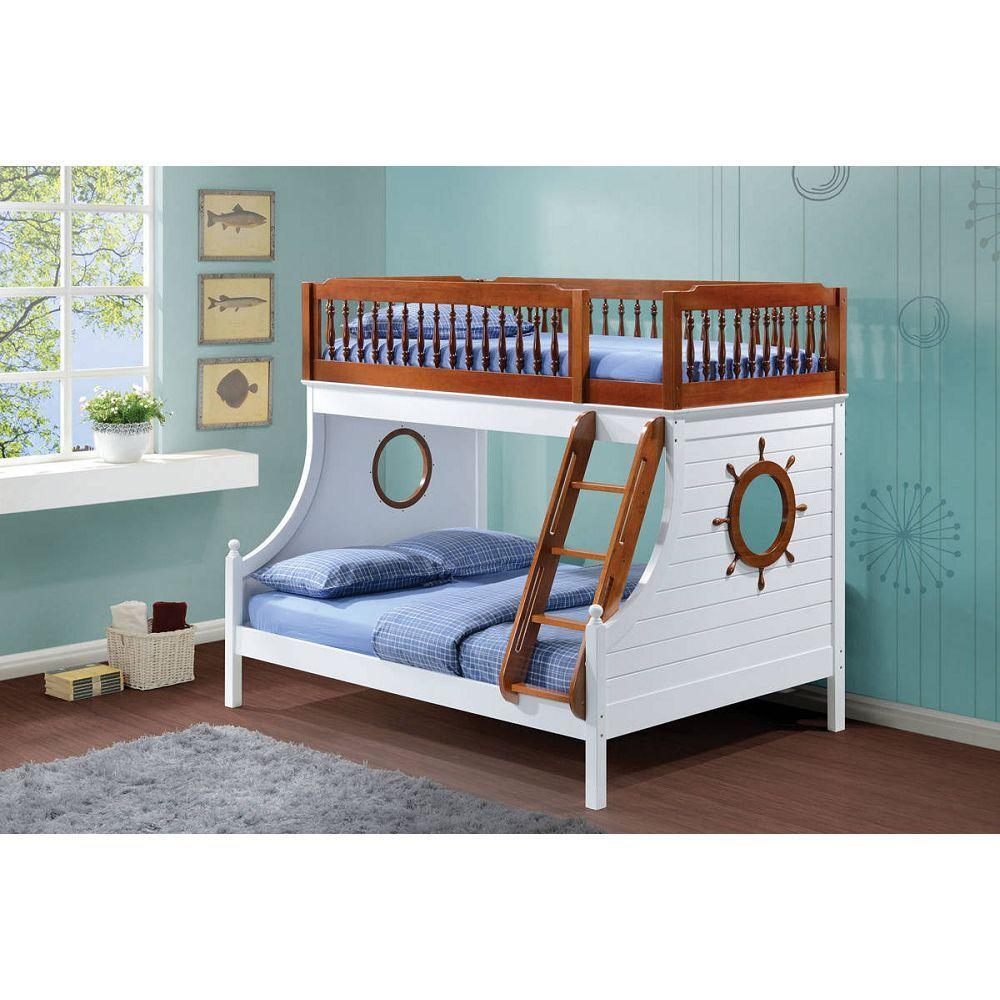 ACME Farah Twin over Full Bunk Bed - Oak and White image