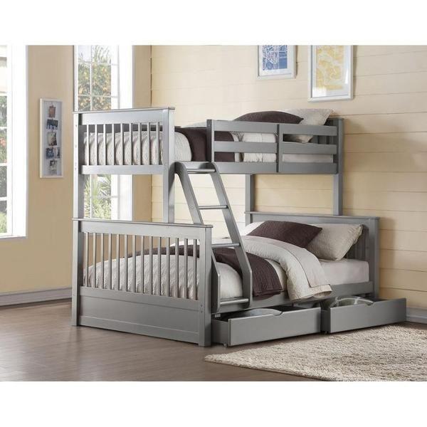 ACME Haley II Twin over Full Bunk Bed with Head and Footboard - Gray