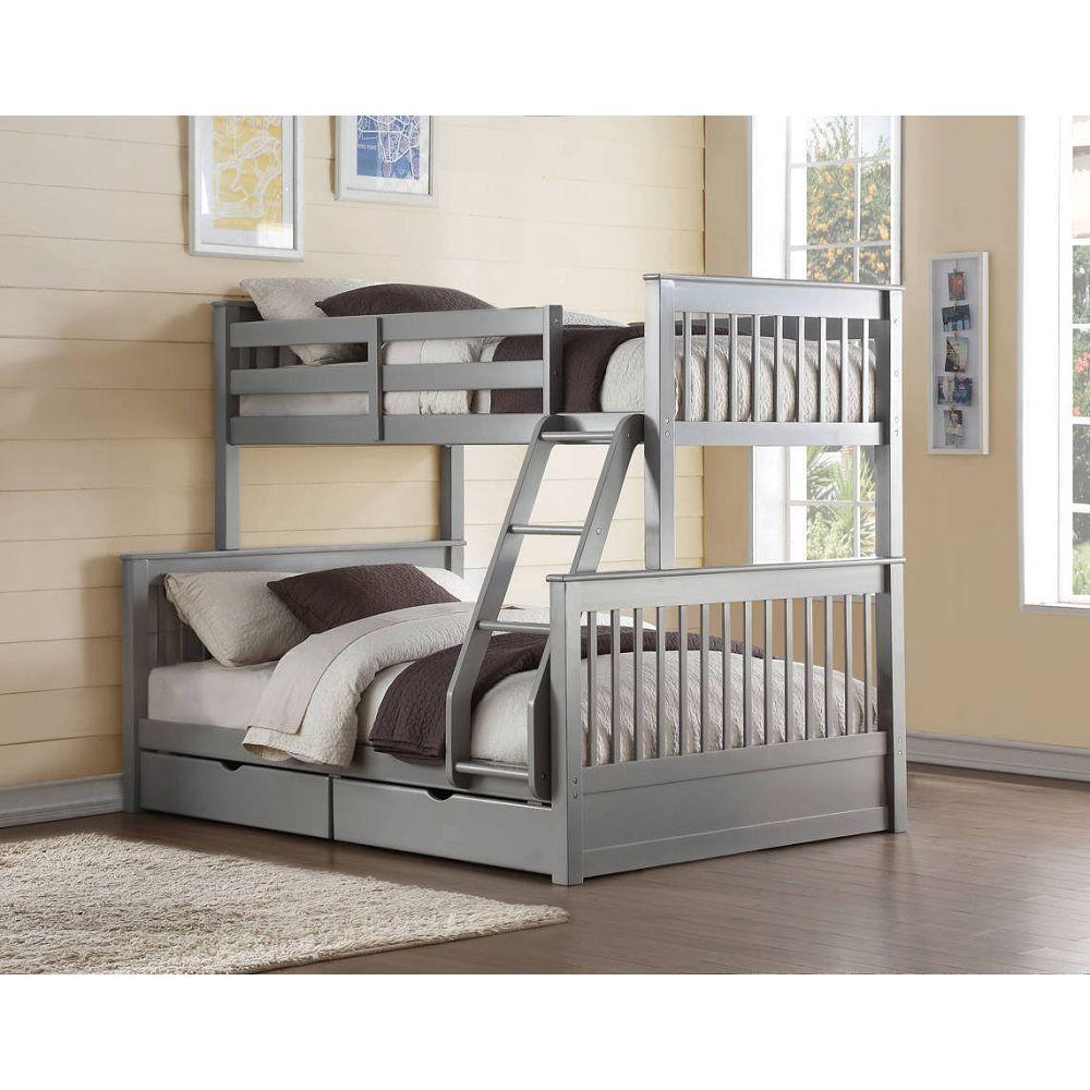 ACME Haley II Twin over Full Bunk Bed with Head and Footboard - Gray image