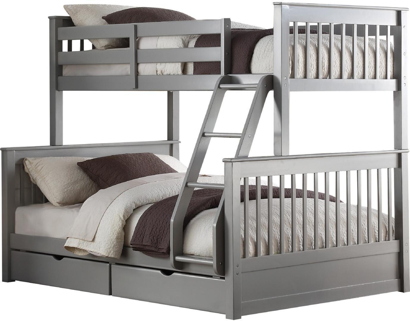 ACME Haley II Twin over Full Bunk Bed with Head and Footboard - Gray