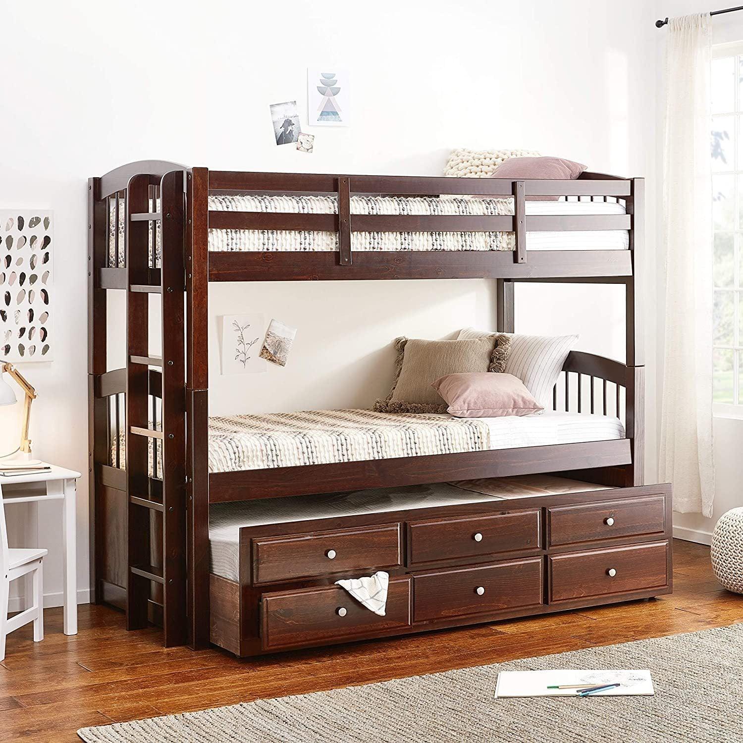 ACME Micah Twin over Twin Bunk Bed with Twin Size Trundle - Espresso image