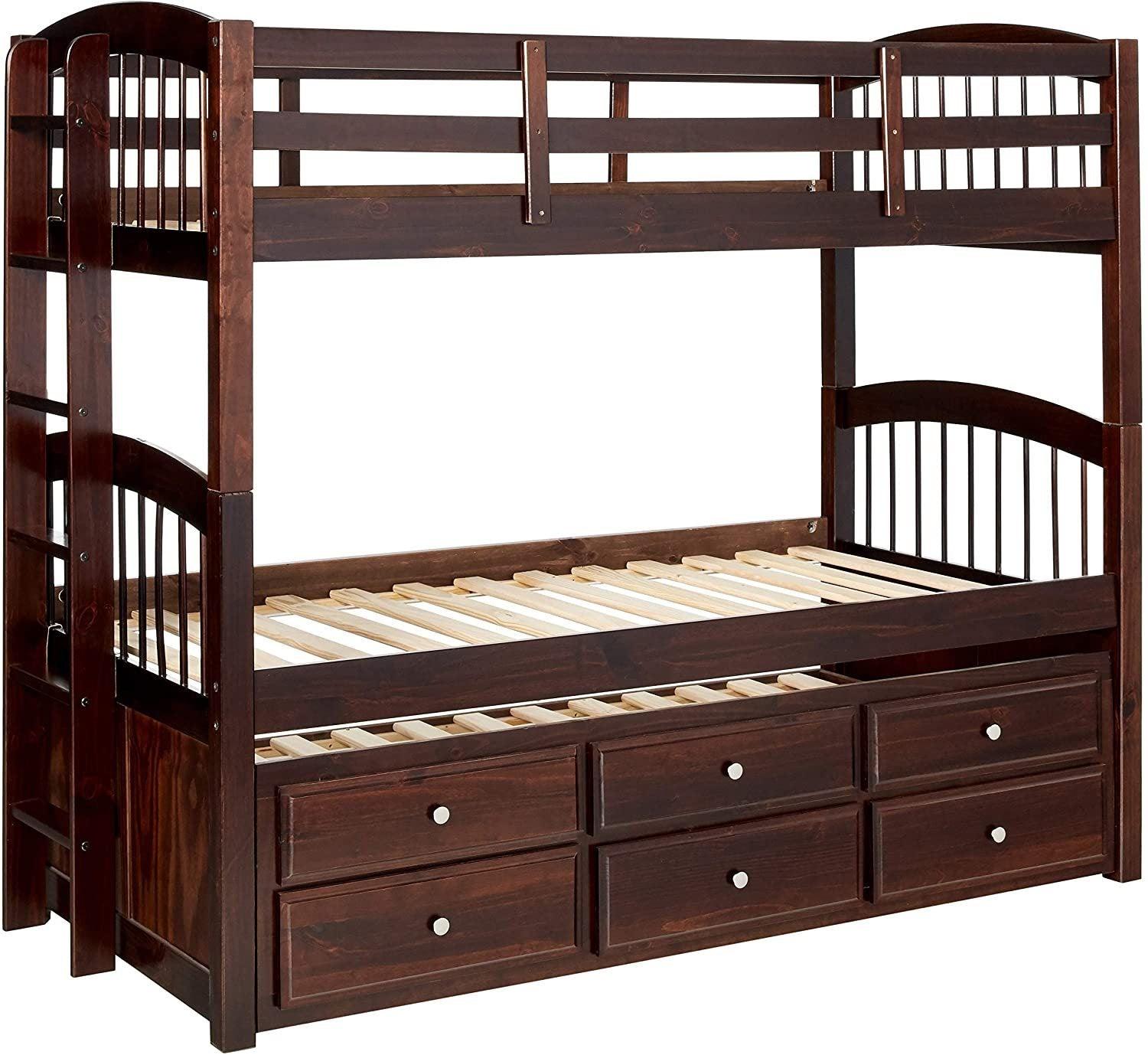 ACME Micah Twin over Twin Bunk Bed with Twin Size Trundle - Espresso