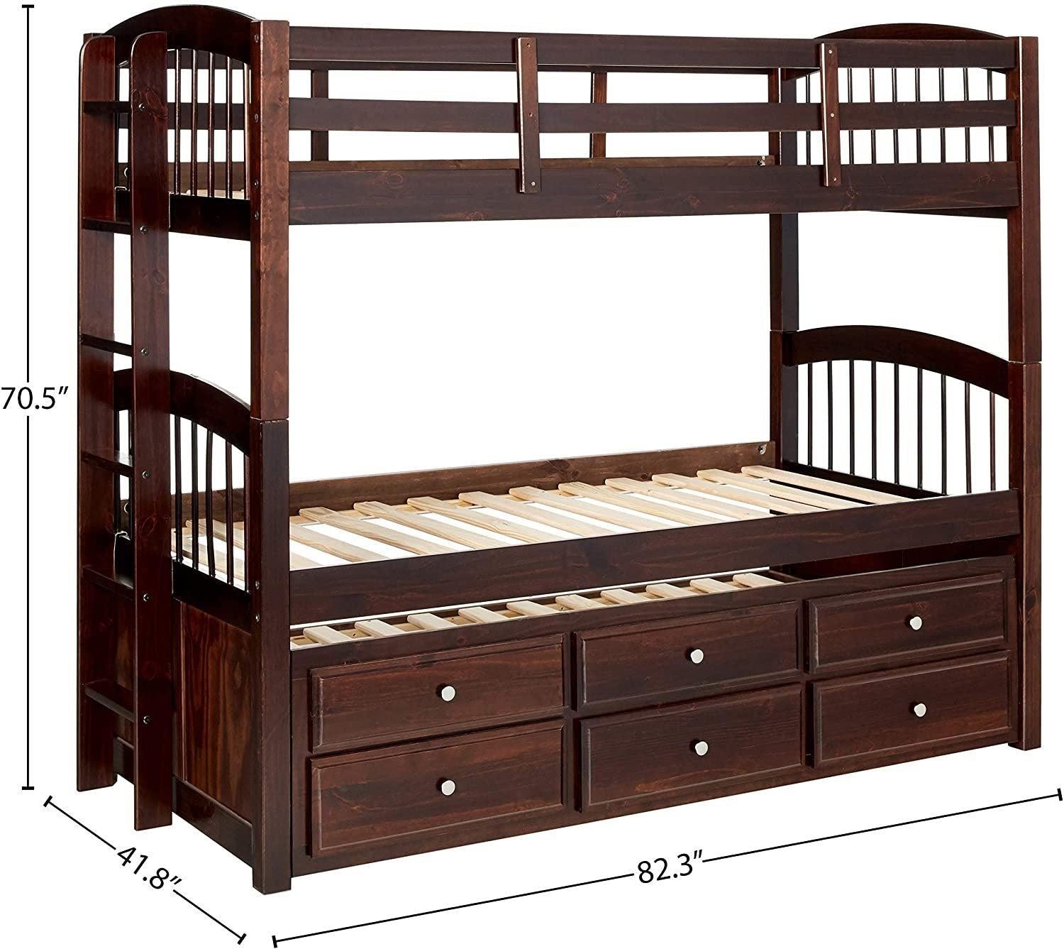 ACME Micah Twin over Twin Bunk Bed with Twin Size Trundle - Espresso