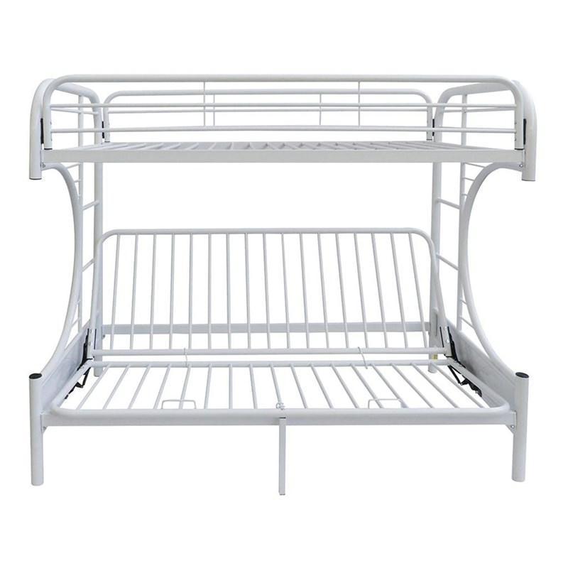 ACME Eclipse Twin XL over Queen Futon Metal Bunk Bed - White