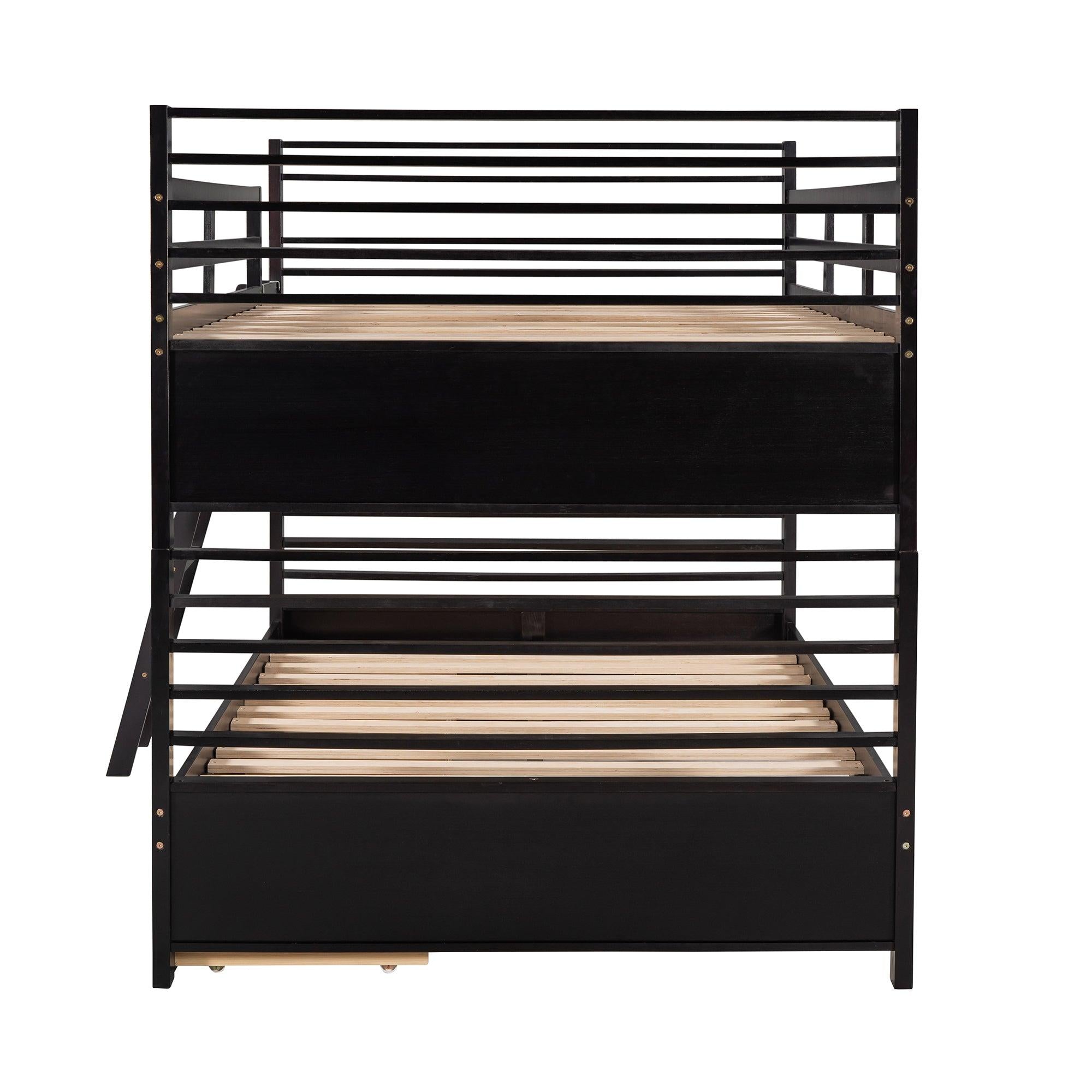 Full over Full Bunk Bed with Drawers, Ladder, Head and Footboard - Espresso