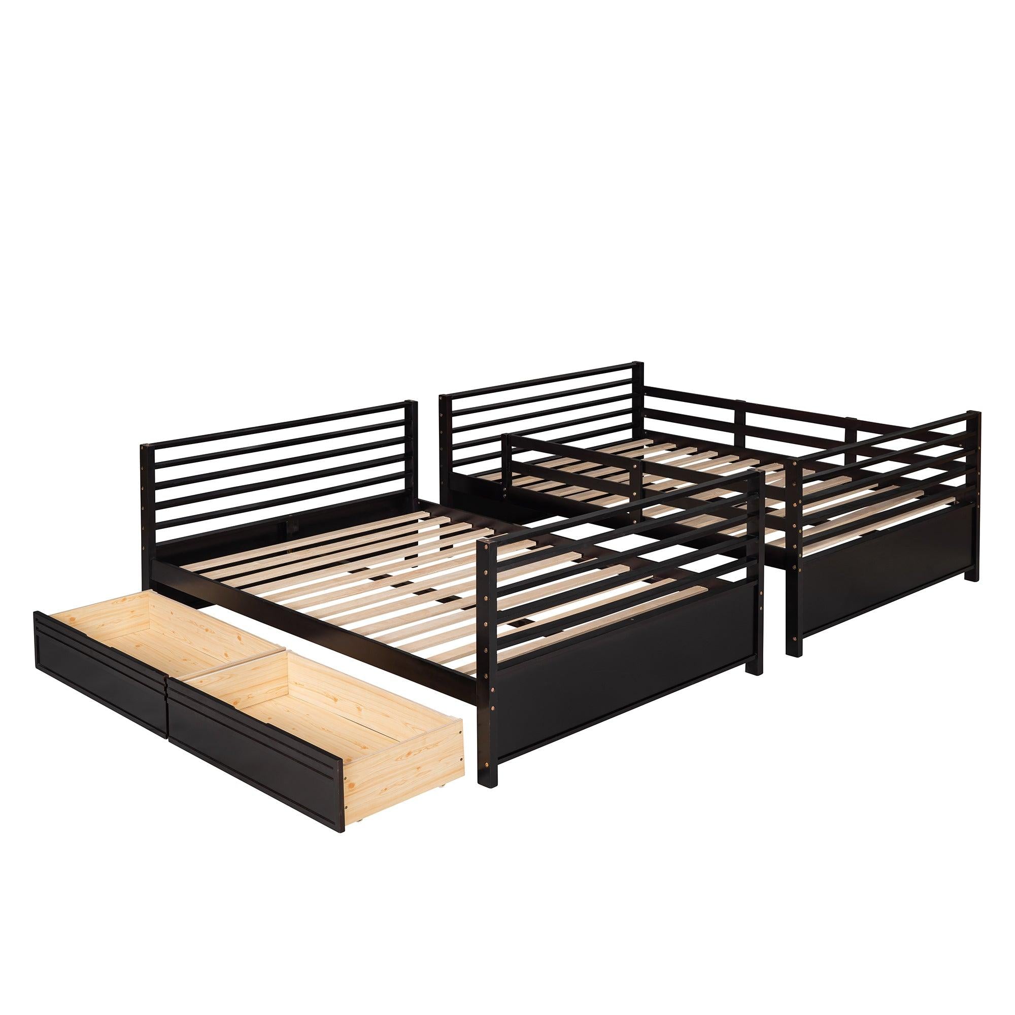 Full over Full Bunk Bed with Drawers, Ladder, Head and Footboard - Espresso