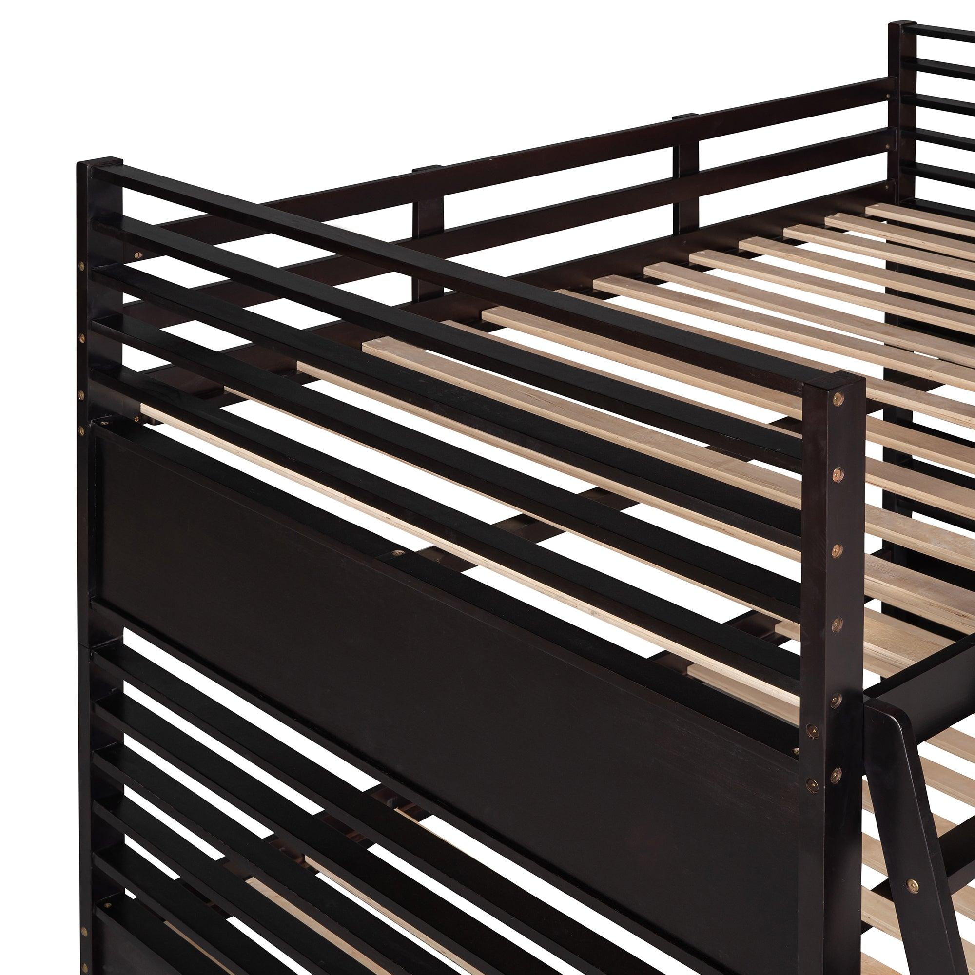 Full over Full Bunk Bed with Drawers, Ladder, Head and Footboard - Espresso