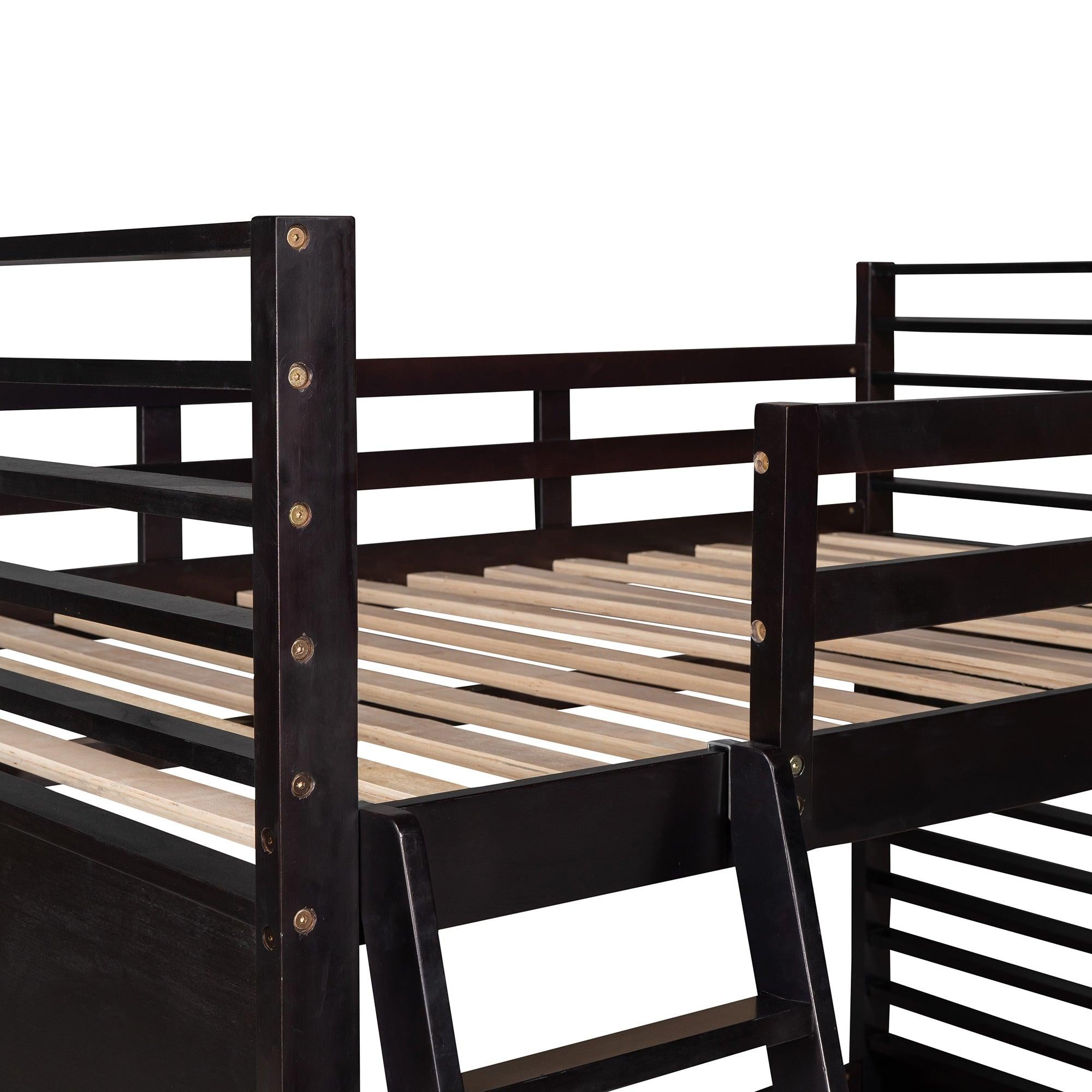 Full over Full Bunk Bed with Drawers, Ladder, Head and Footboard - Espresso