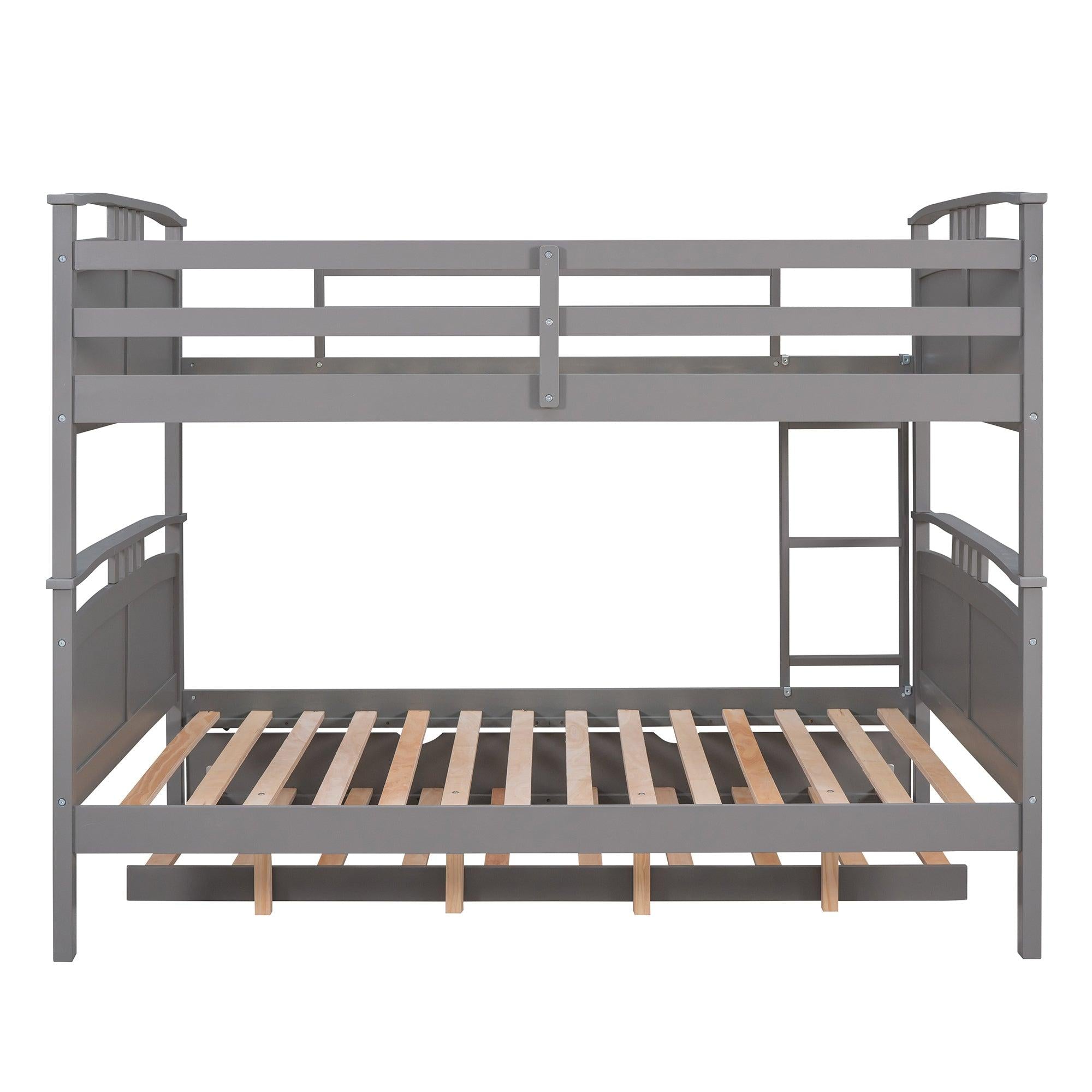 Full Over Full Convertible Bunk Bed into Beds with Twin Size Trundle - Gray