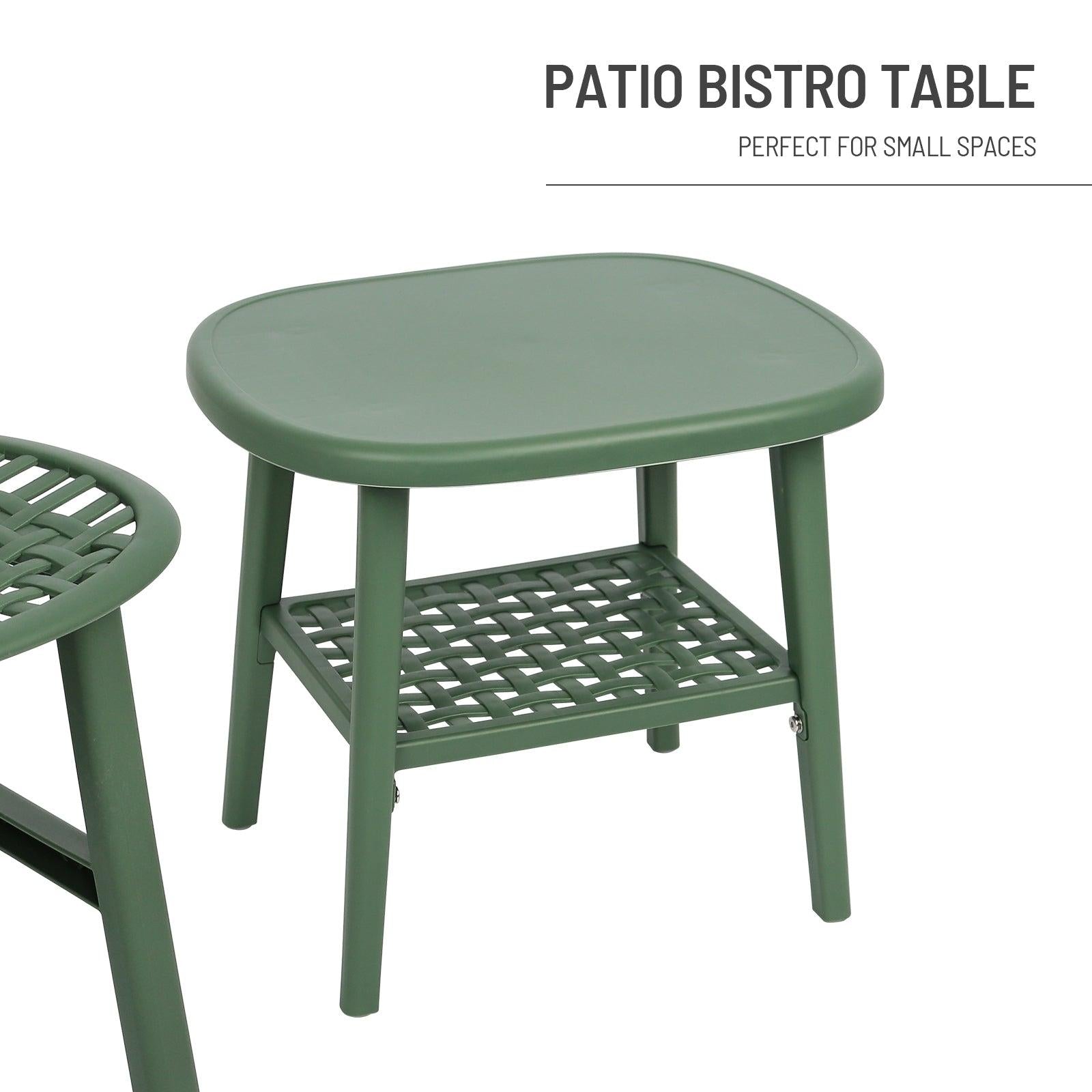 3 PCS Hollow Design Retro Outdoor Patio Tea Table and Chair Set - Green