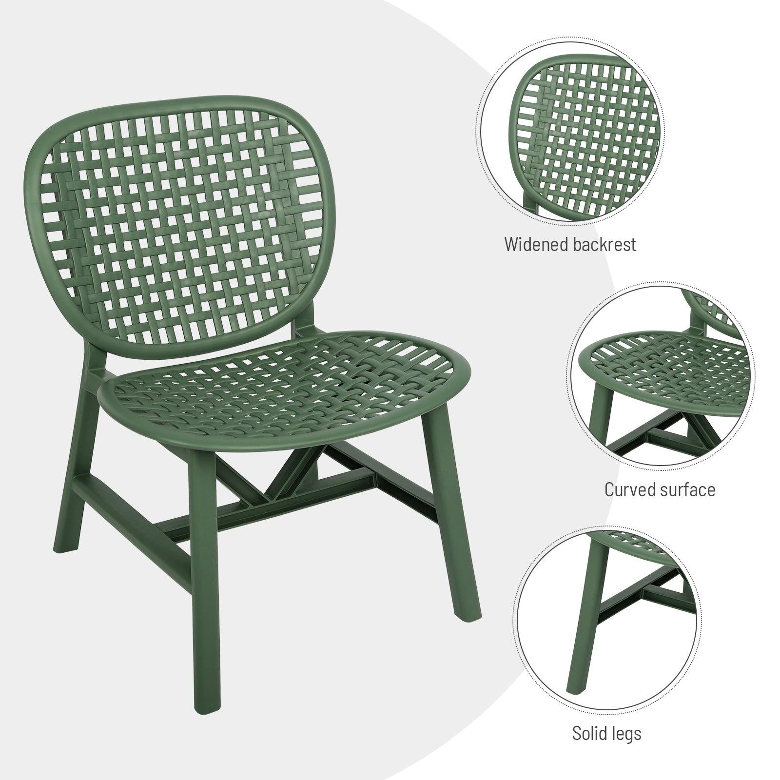 3 PCS Hollow Design Retro Outdoor Patio Tea Table and Chair Set - Green