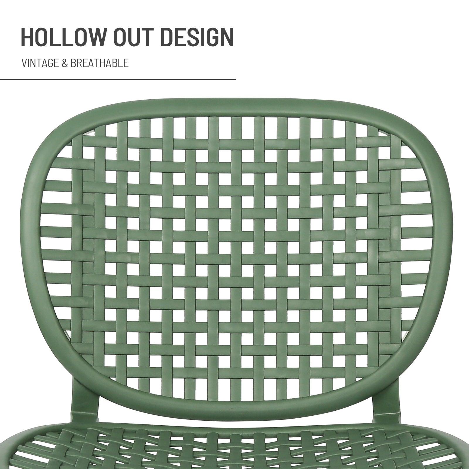 3 PCS Hollow Design Retro Outdoor Patio Tea Table and Chair Set - Green