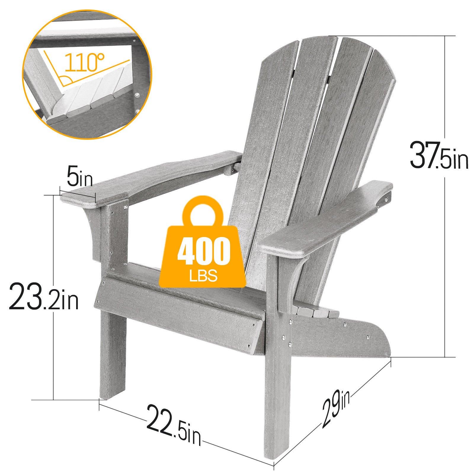 Outdoor Weather Resistant Adirondack Chair in Gray Color