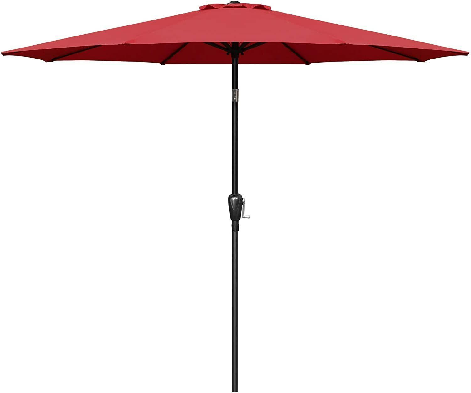 Simple Deluxe 9ft Outdoor Market Table Patio Umbrella with Button Tilt, Crank and 8 Sturdy Ribs for Garden - Red image