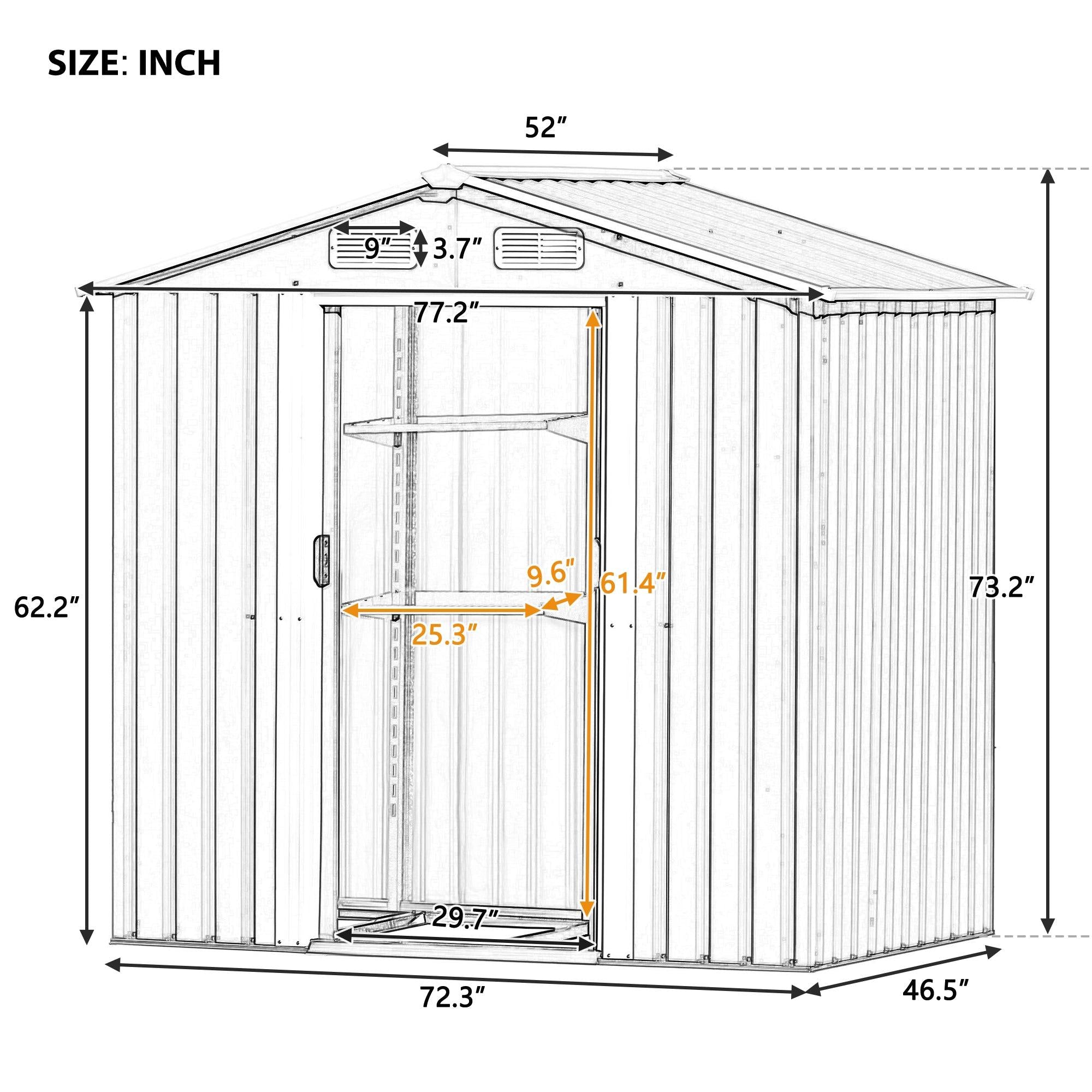 6ft x 4ft Outdoor Garden Lean-to Shed with Metal Adjustable Shelf and Lockable Doors - Gray