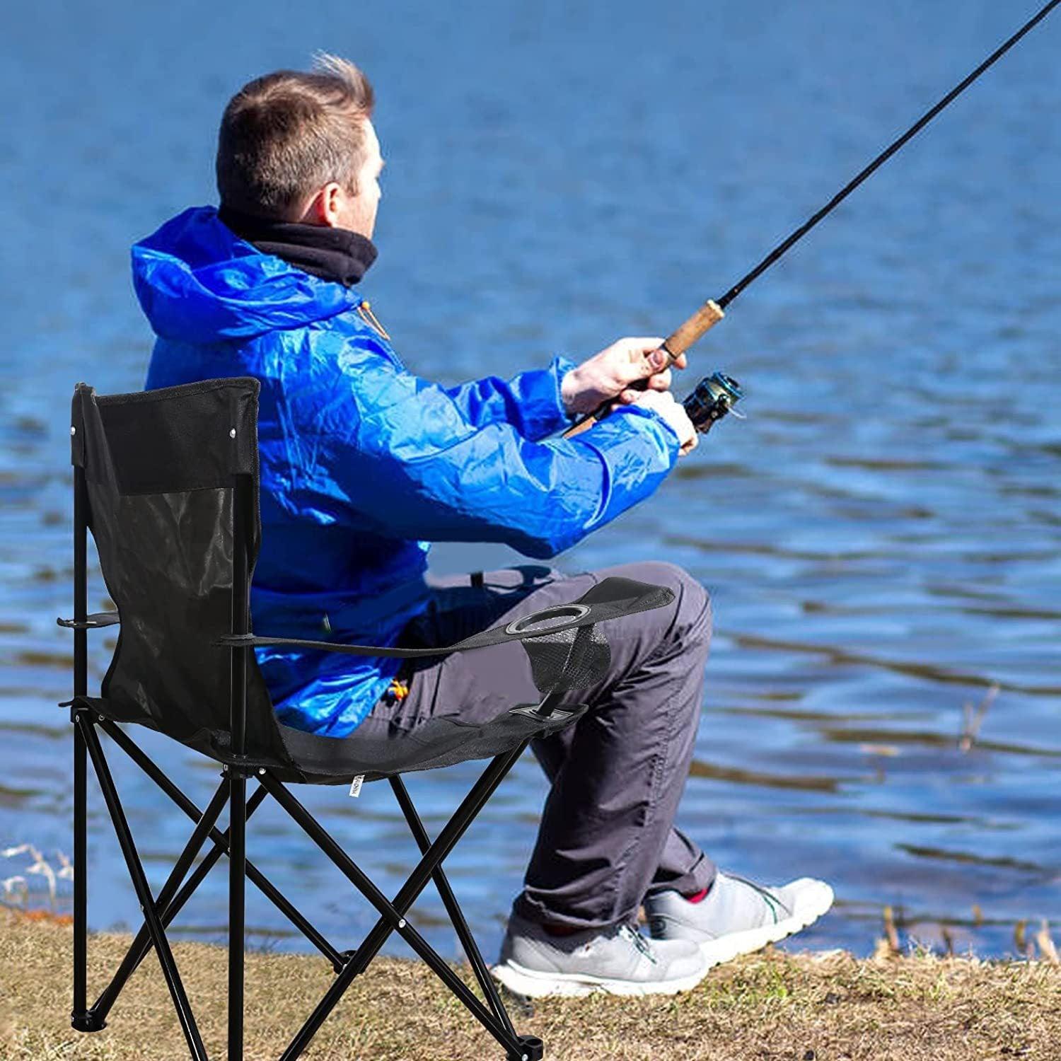 Portable Folding Large Black Camping Chair