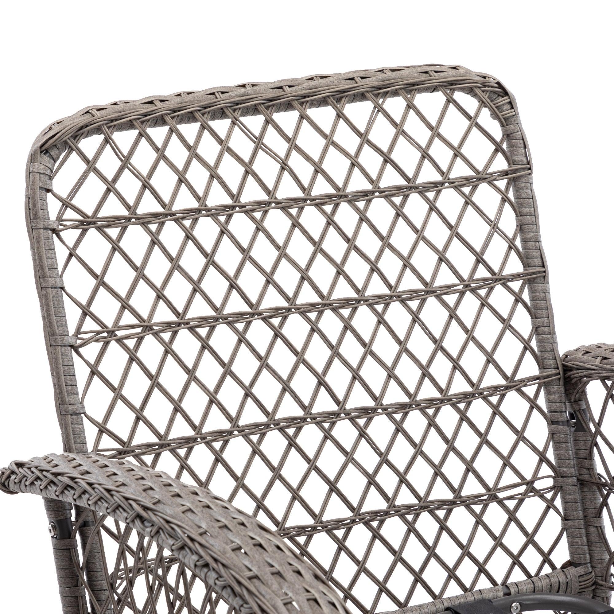 3 PCS Outdoor FurnitureModern Wicker Rattan Rocking Chair Set with Gray Cushion