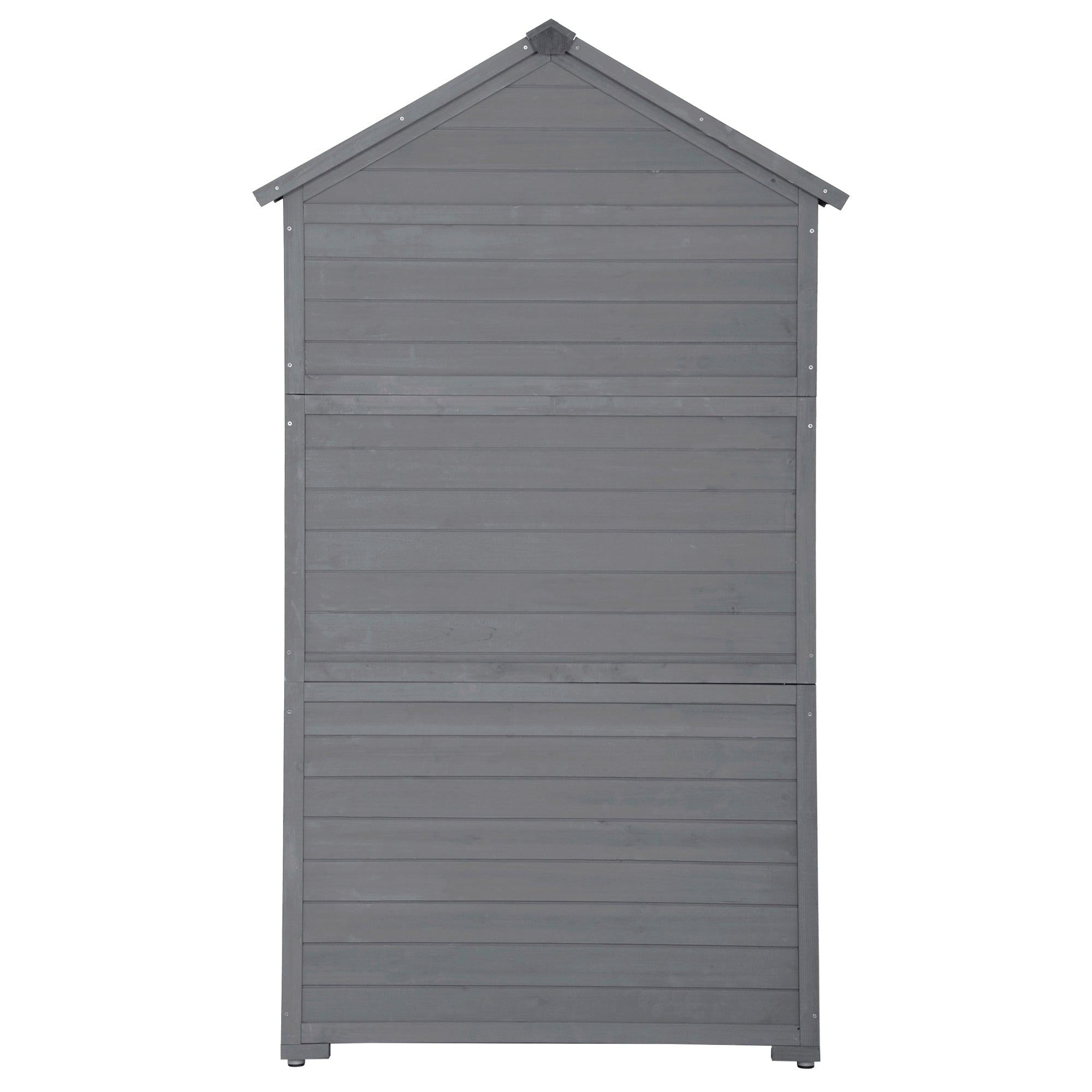 5.8ft x 3ft Outdoor Wood Lean-toStorage Shed Tool Organizer with Waterproof Asphalt Roof, Lockable Doors, 3-tier Shelves for Backyard - Gray