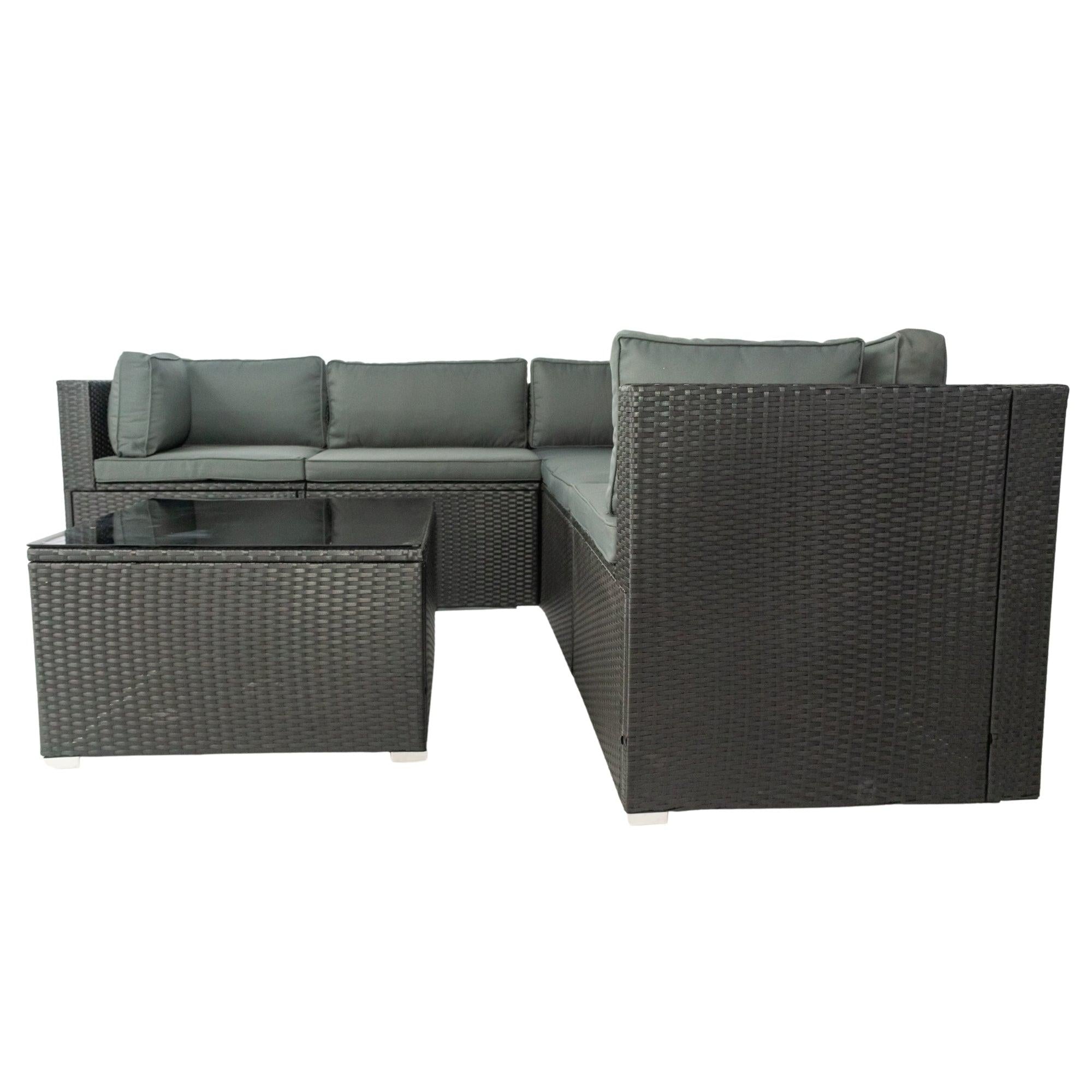 6 PCS PE Rattan sectional Outdoor Furniture Cushioned  Sofa Set