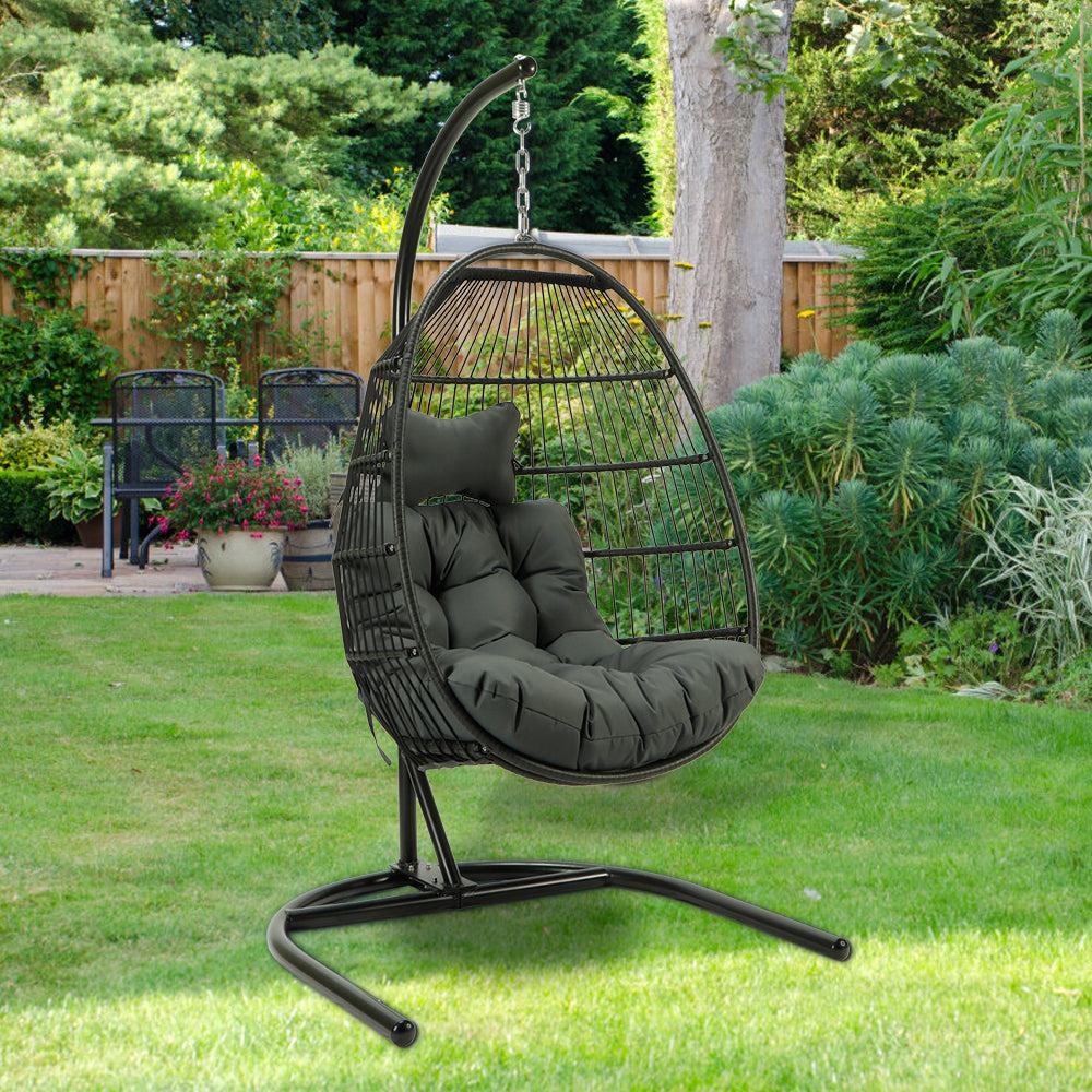 Egg Shaped Swing Chair with Gray Cushion