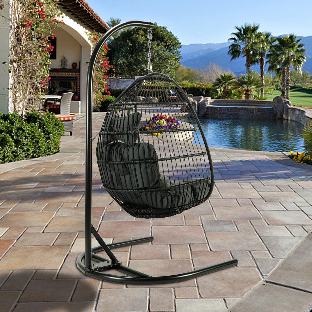 Egg Shaped Swing Chair with Gray Cushion