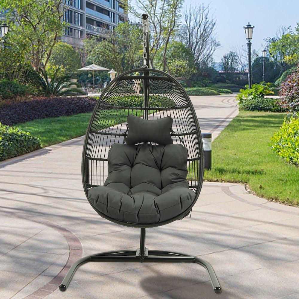 Egg Shaped Swing Chair with Gray Cushion