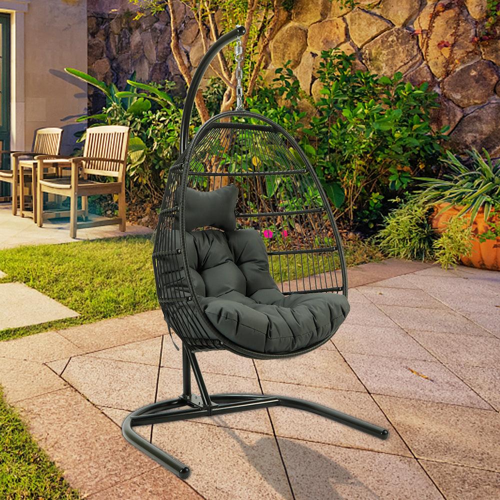 Egg Shaped Swing Chair with Gray Cushion