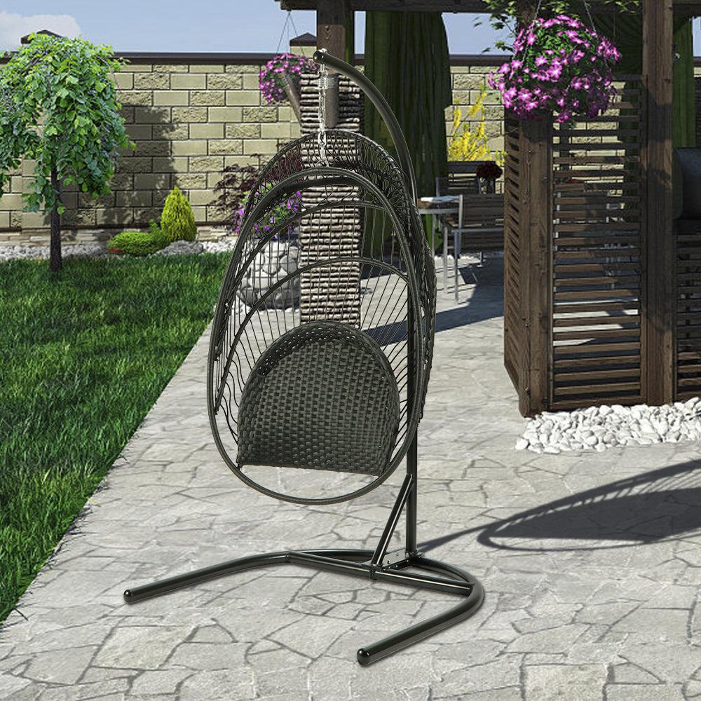 Egg Shaped Swing Chair with Gray Cushion