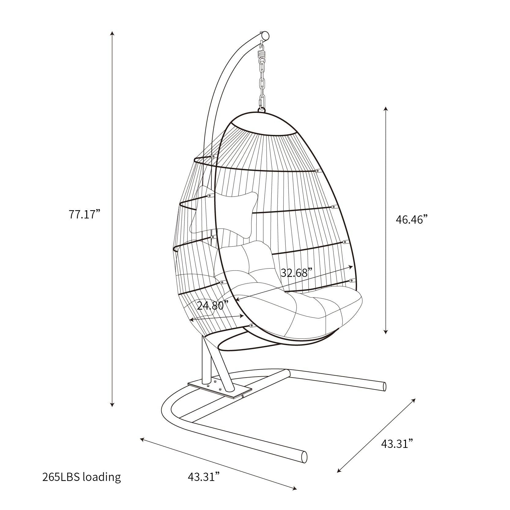 Egg Shaped Swing Chair with Gray Cushion