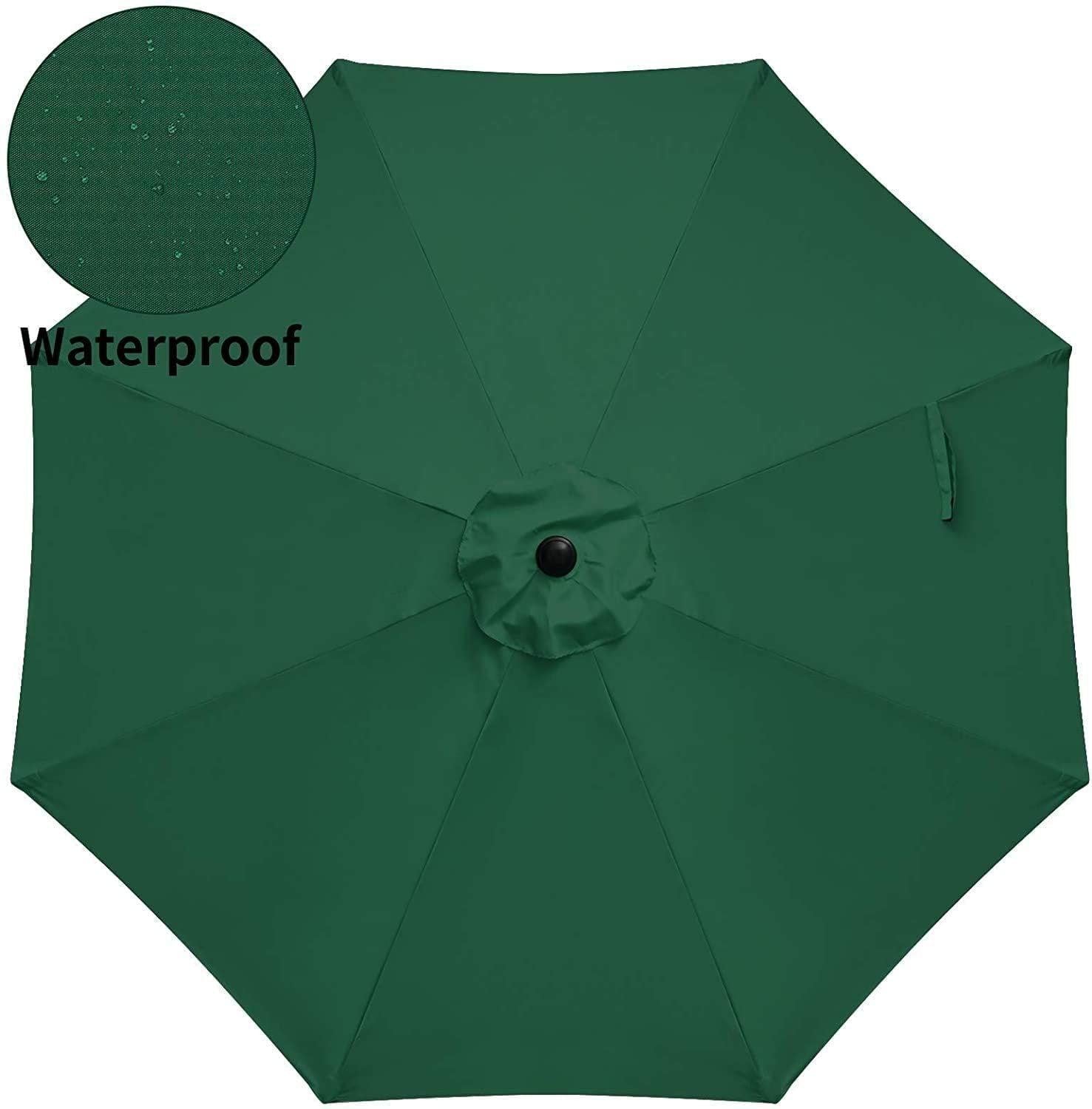 Deluxe 9ft Outdoor Umbrella with Button Tilt, Crank and 8 Sturdy Ribs - Green