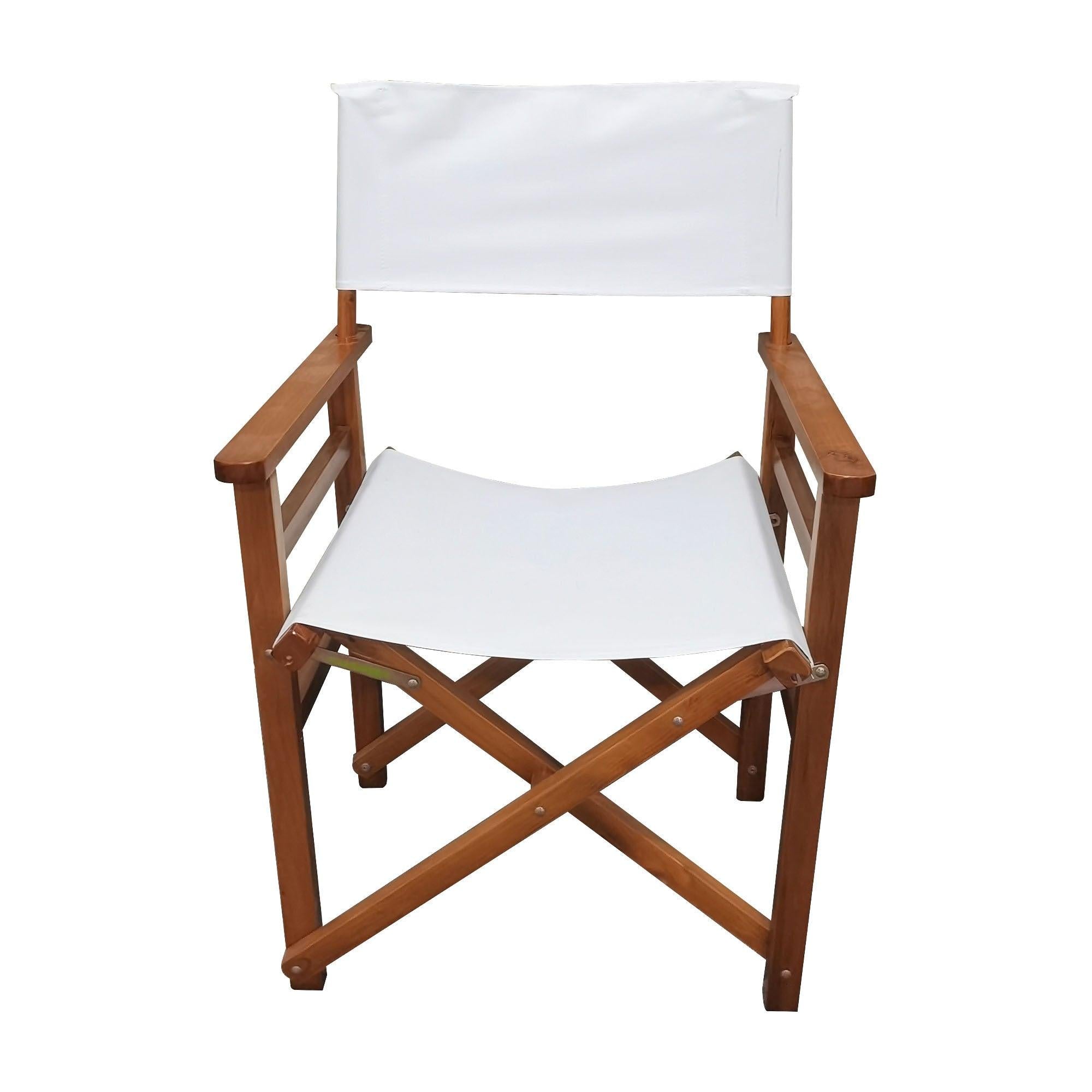 2 PCS Canvas Folding Natural Wooden Chair - White