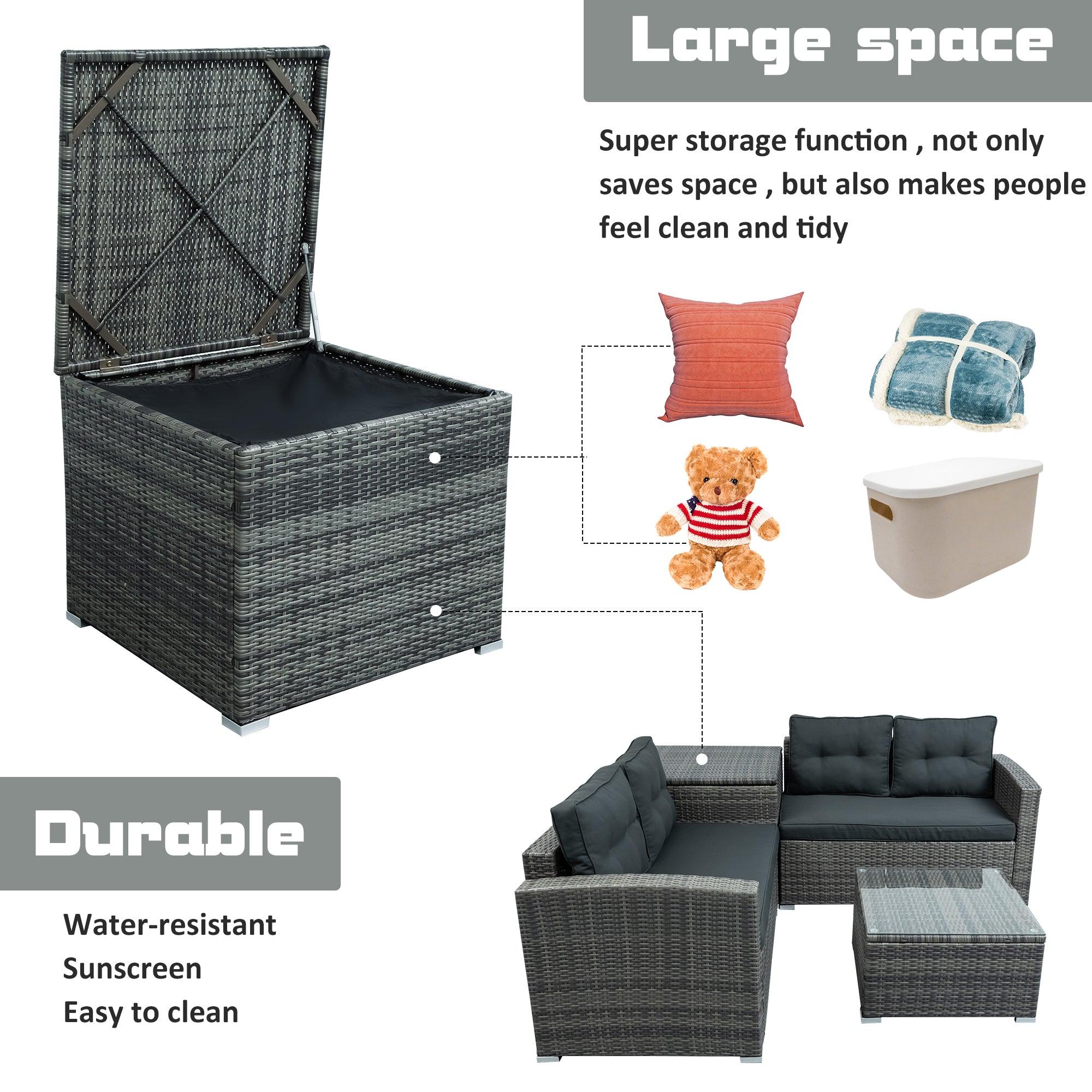 Outdoor Furniture Sofa Set with LargeStorage Box