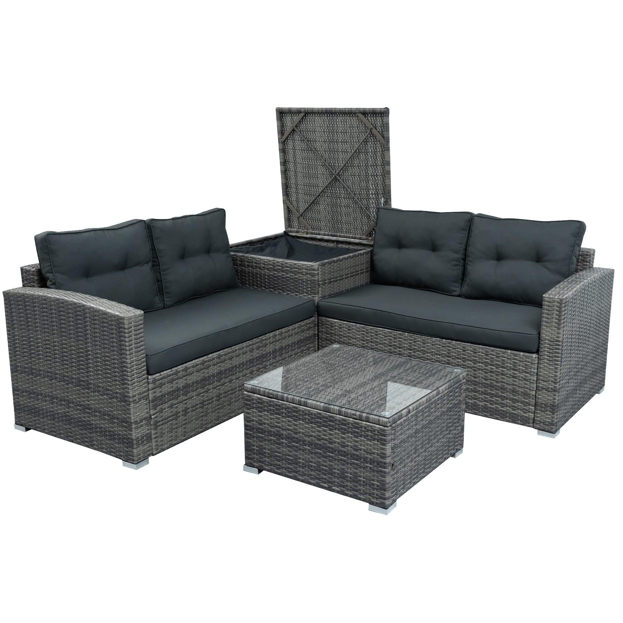 Outdoor Furniture Sofa Set with LargeStorage Box