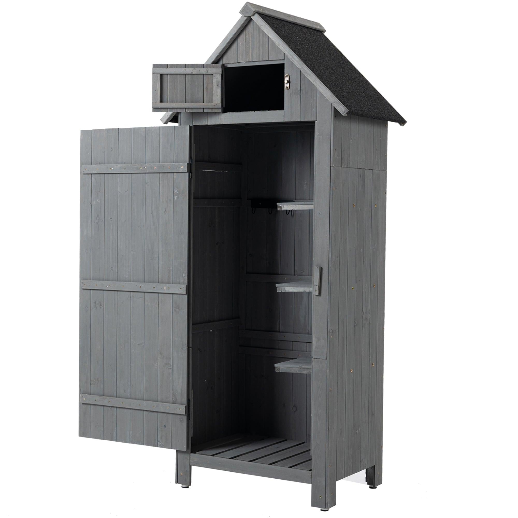 OutdoorStorage Cabinet Tool Shed Wooden Garden Shed  Gray