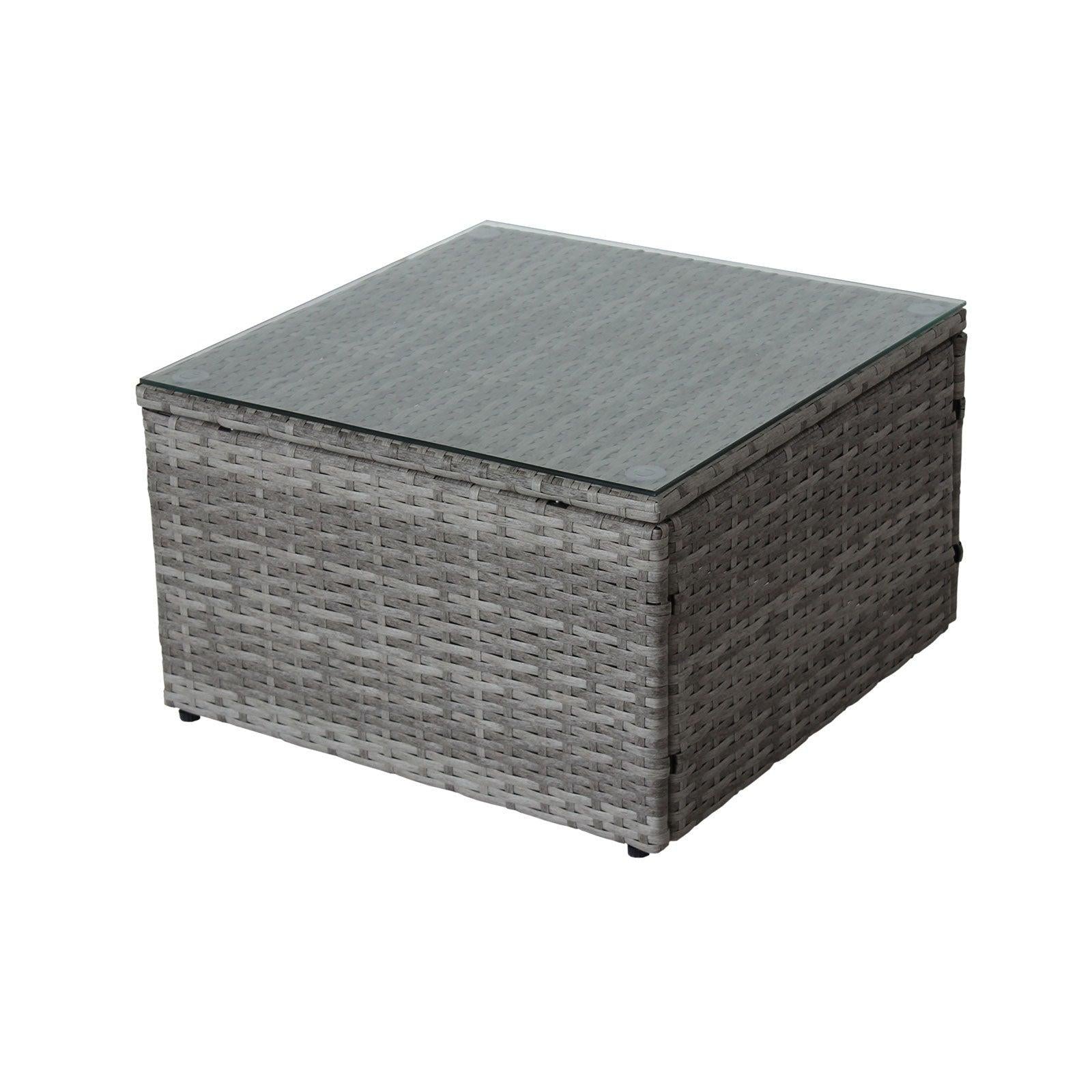 4 PCS Patio Sectional Wicker Rattan Outdoor Furniture Sofa Set withStorage Box Grey