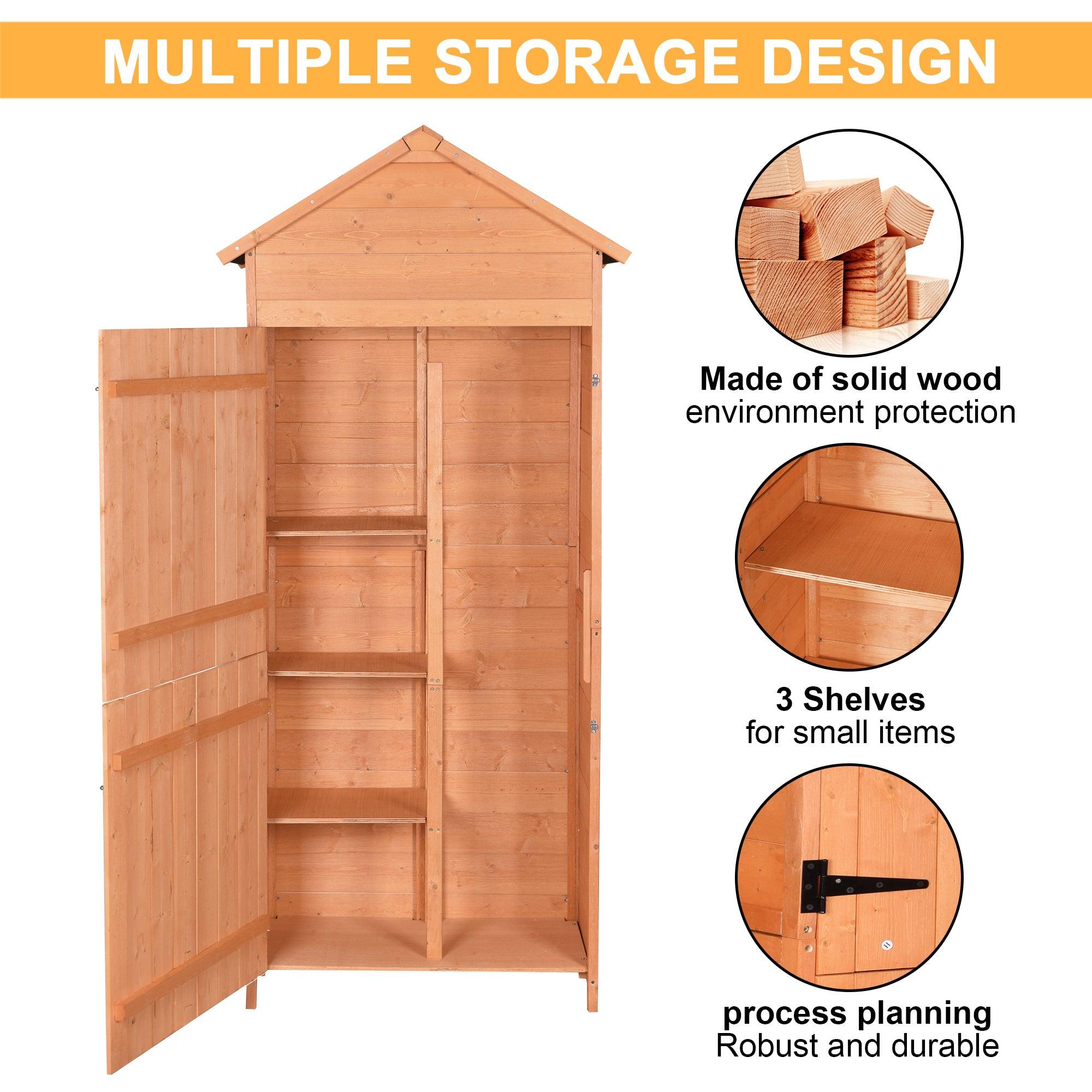 OutdoorStorage Shed - Wood GardenStorage Cabinet - Waterproof ToolStorage Cabinet with Lockable Doors for Garden, Patio, Backyard, Backyard, Patio, Lawn, Meadow, Farmland