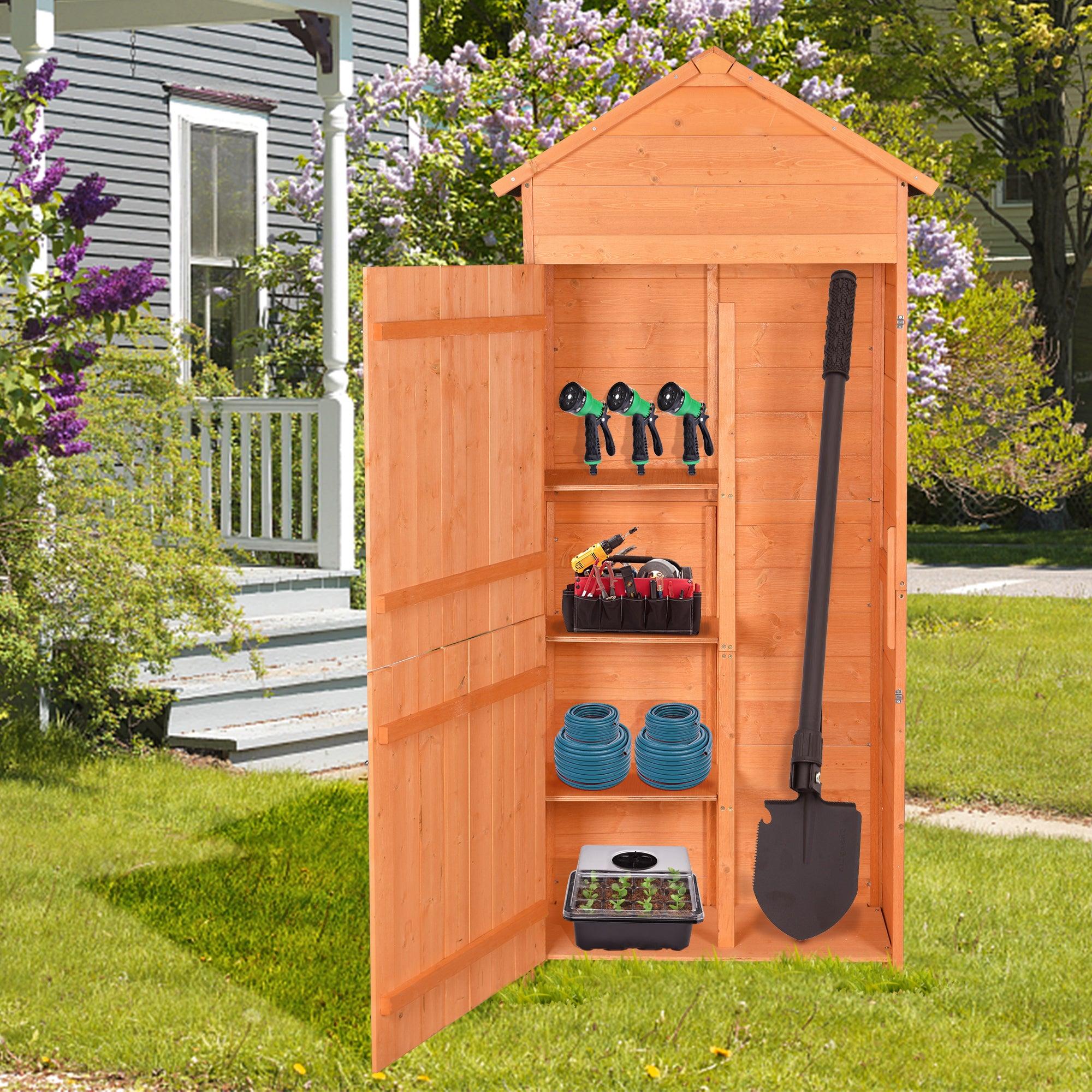 OutdoorStorage Shed - Wood GardenStorage Cabinet - Waterproof ToolStorage Cabinet with Lockable Doors for Garden, Patio, Backyard, Backyard, Patio, Lawn, Meadow, Farmland