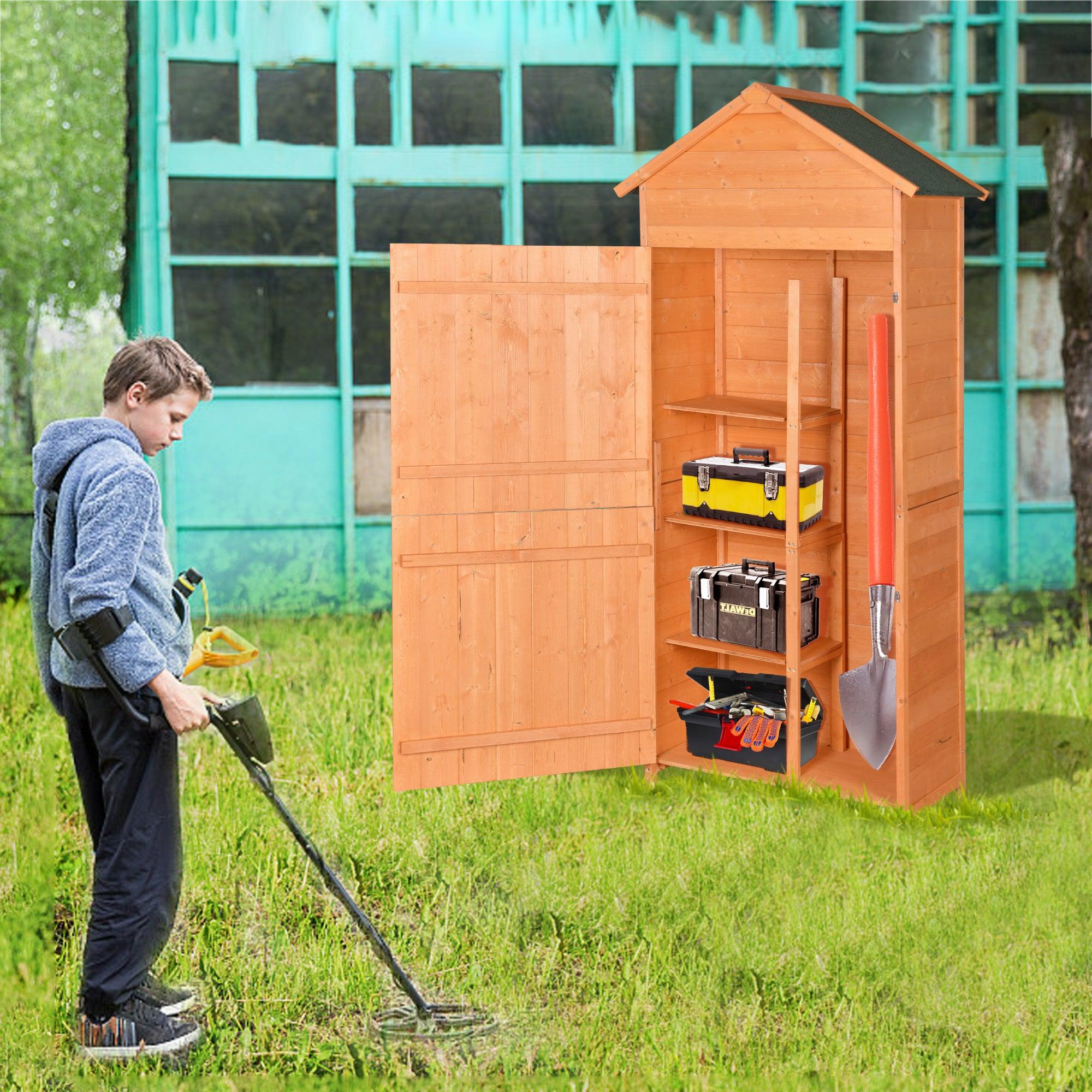 OutdoorStorage Shed - Wood GardenStorage Cabinet - Waterproof ToolStorage Cabinet with Lockable Doors for Garden, Patio, Backyard, Backyard, Patio, Lawn, Meadow, Farmland