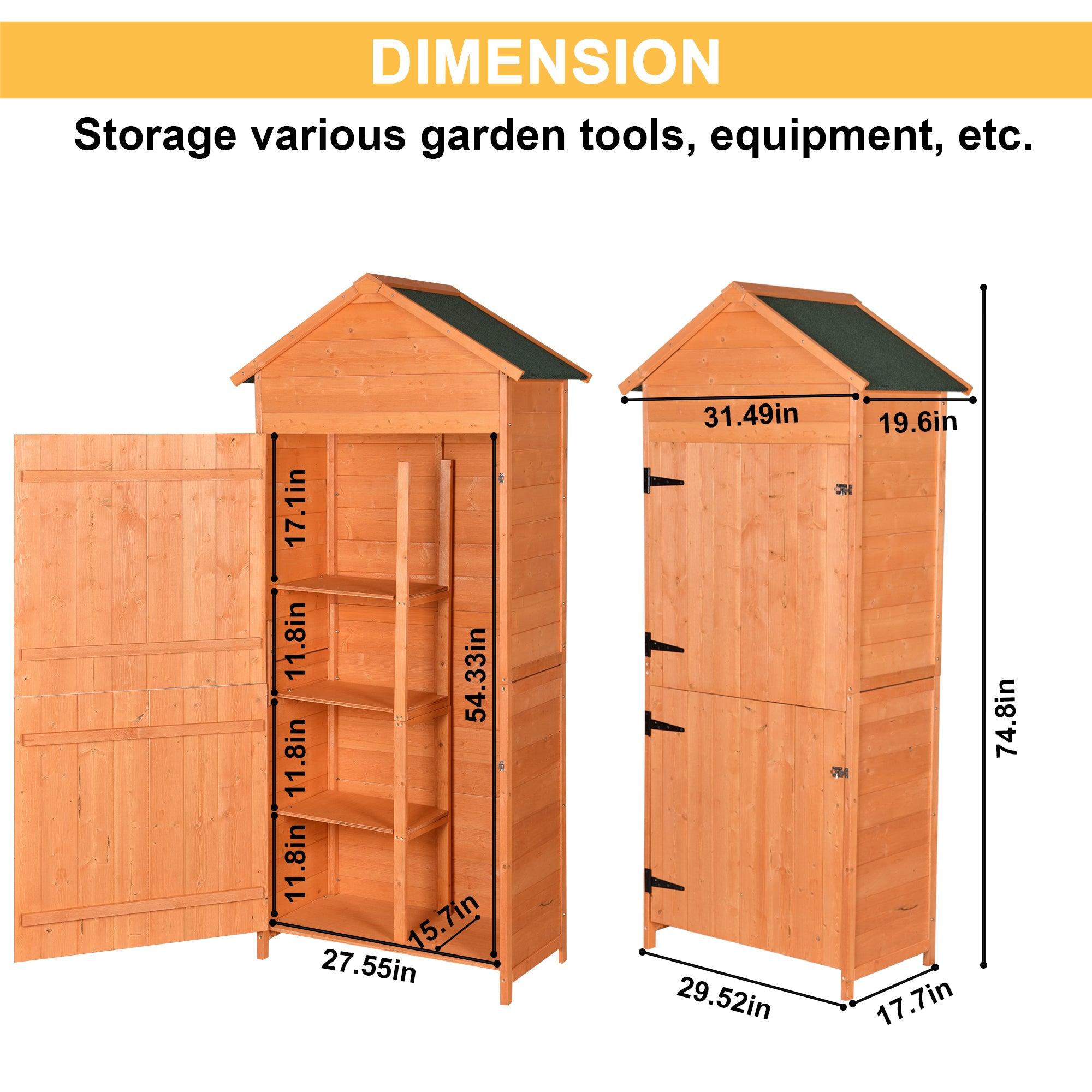 OutdoorStorage Shed - Wood GardenStorage Cabinet - Waterproof ToolStorage Cabinet with Lockable Doors for Garden, Patio, Backyard, Backyard, Patio, Lawn, Meadow, Farmland