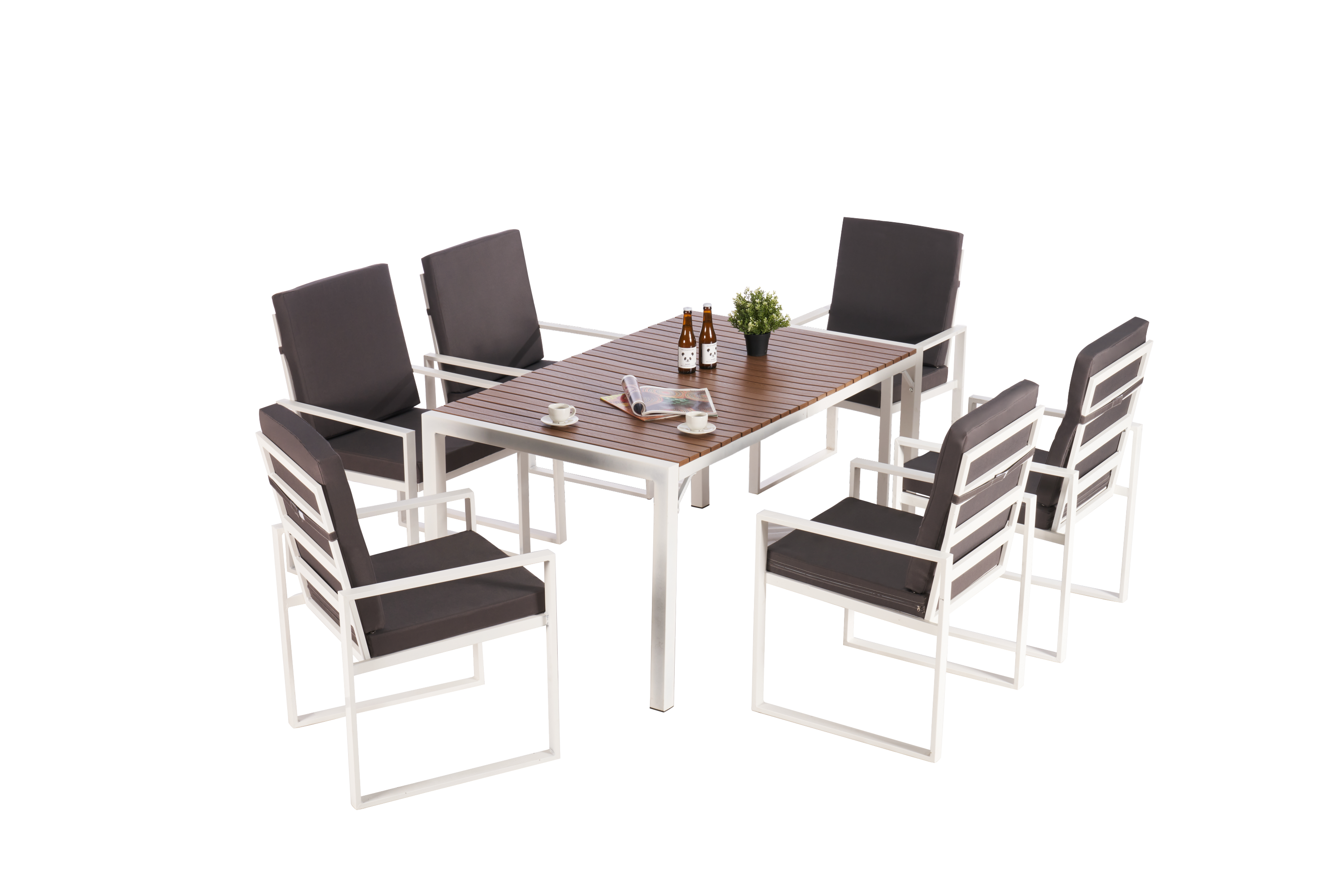 Patio Furniture Set 7 PCS Outdoor Dining Table Set, Dining Table and Chairs Set, Patio Conversation Set with Cushions